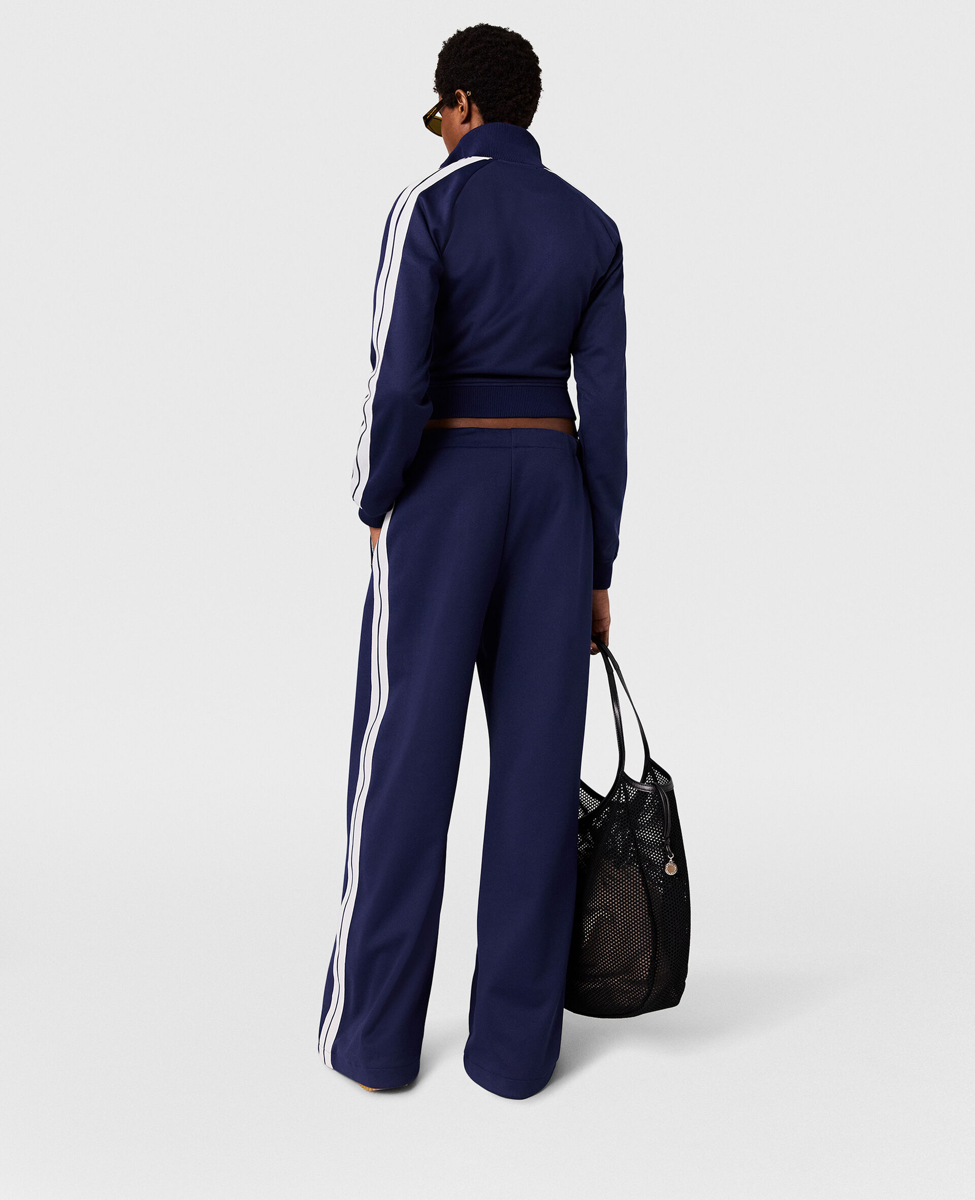 Pantalon de jogging a double rayure avec taille elastique-Bleu-large image number 4