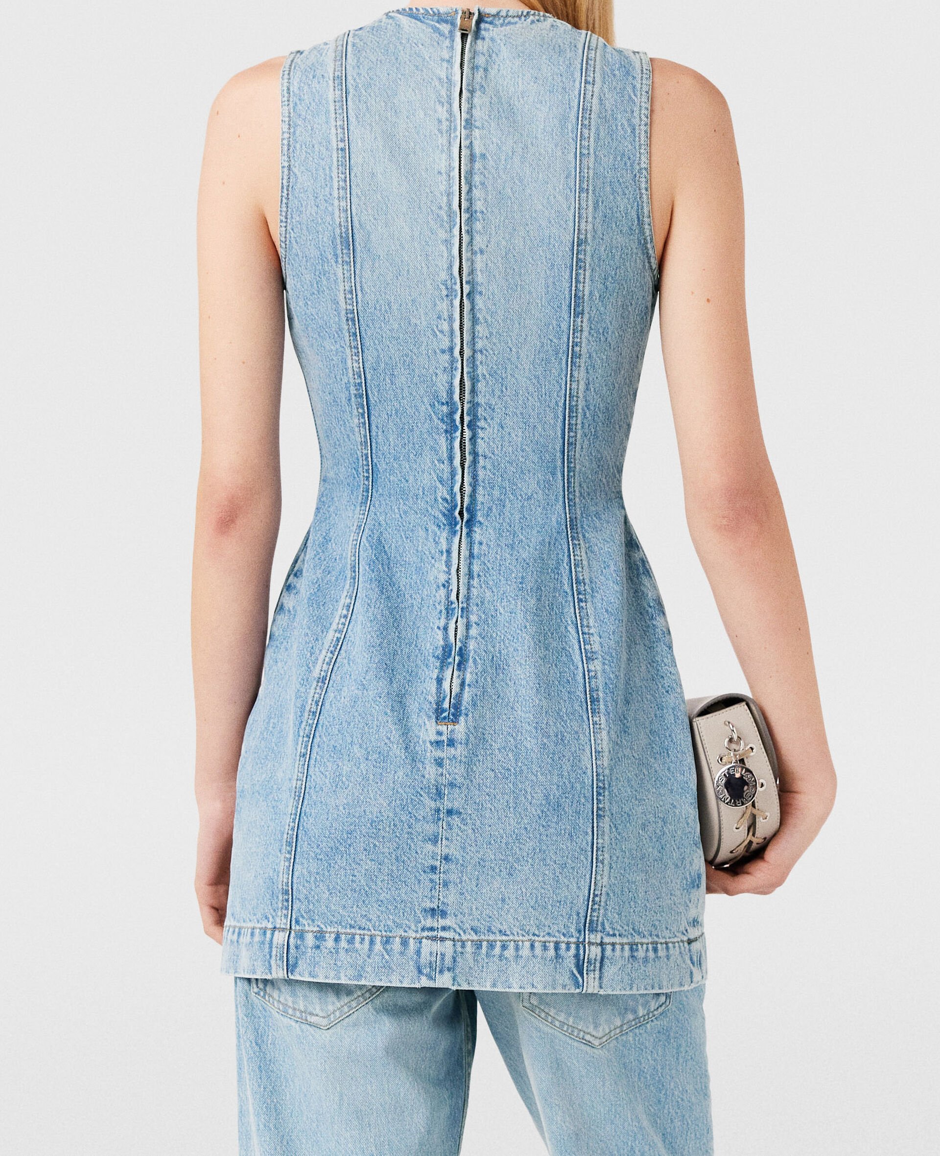 Aermelloses Minikleid mit Spange-Blau-large image number 3