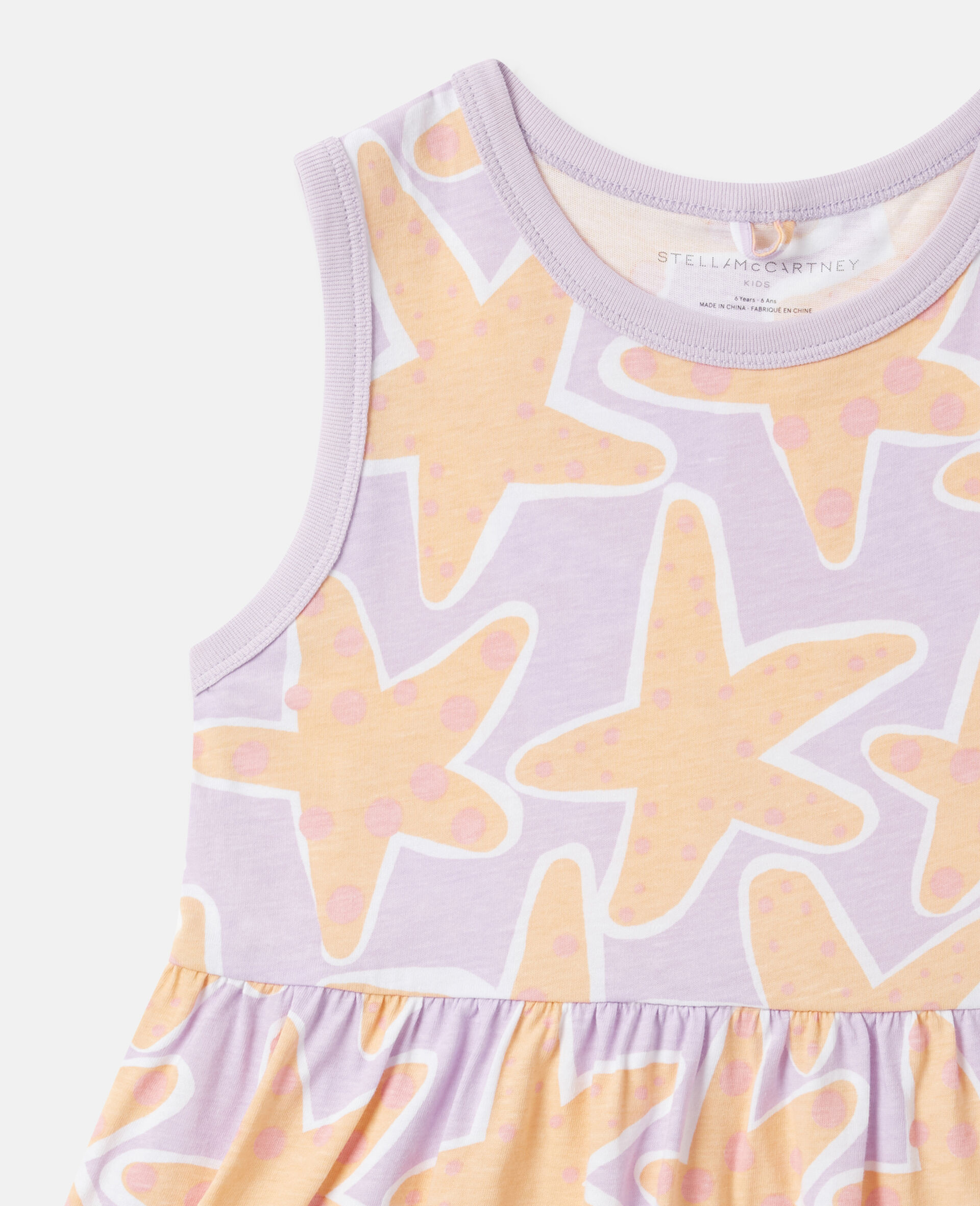 Starfish Print Sleeveless Dress-Purple-large image number 1