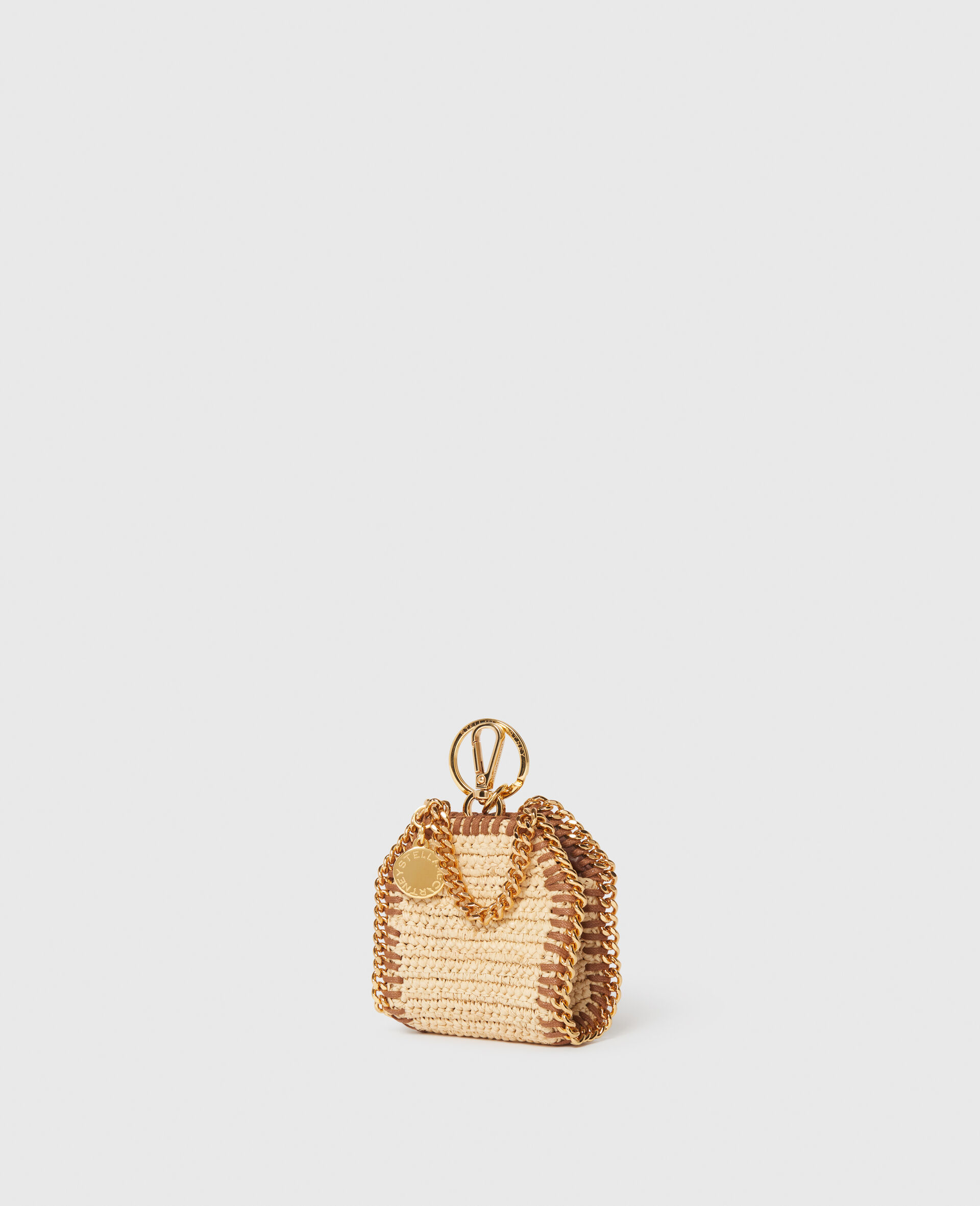 Falabella Raffia AirPods Case Keychain-Beige-large image number 2
