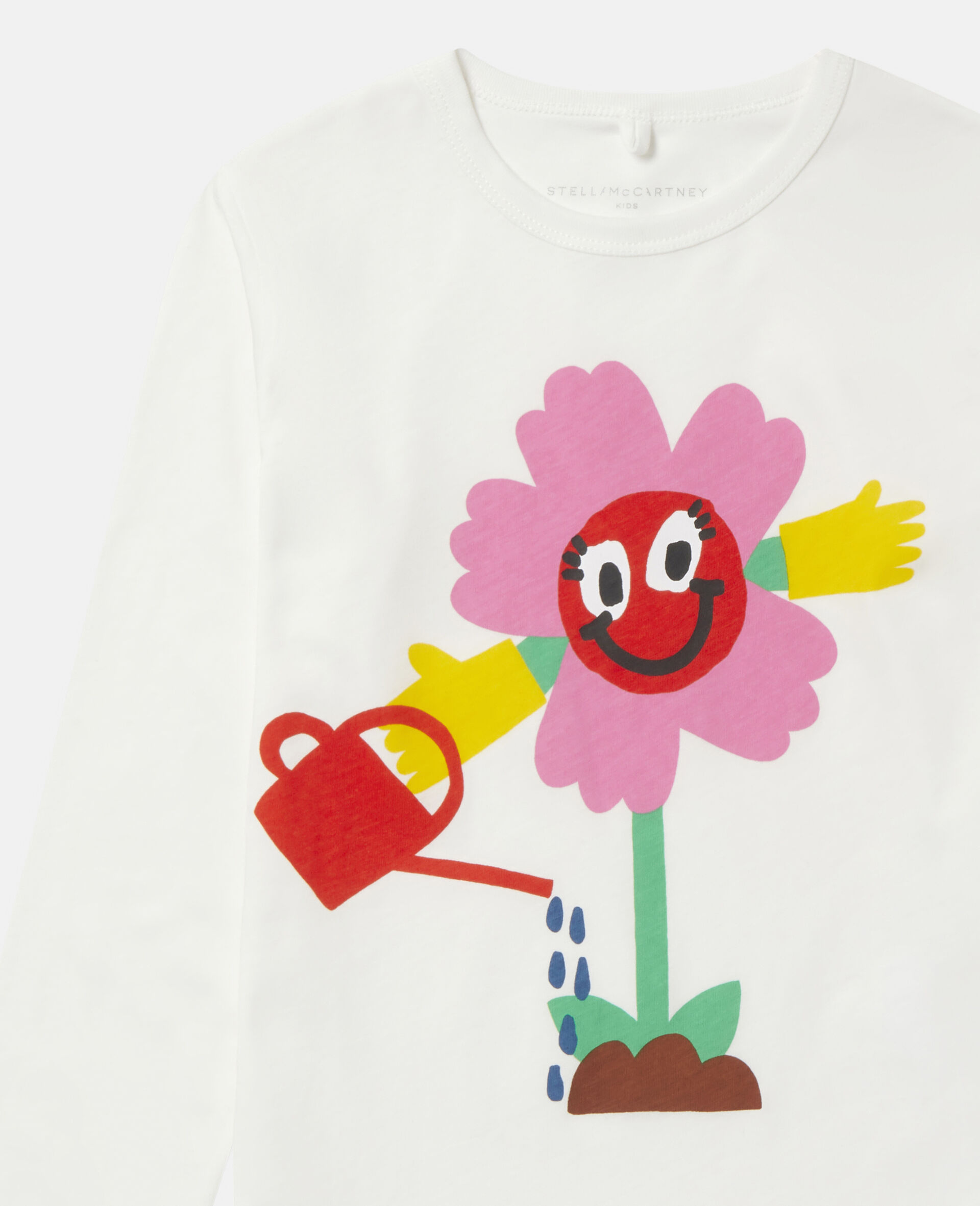 Watering Flower Cotton Top -White-large image number 1