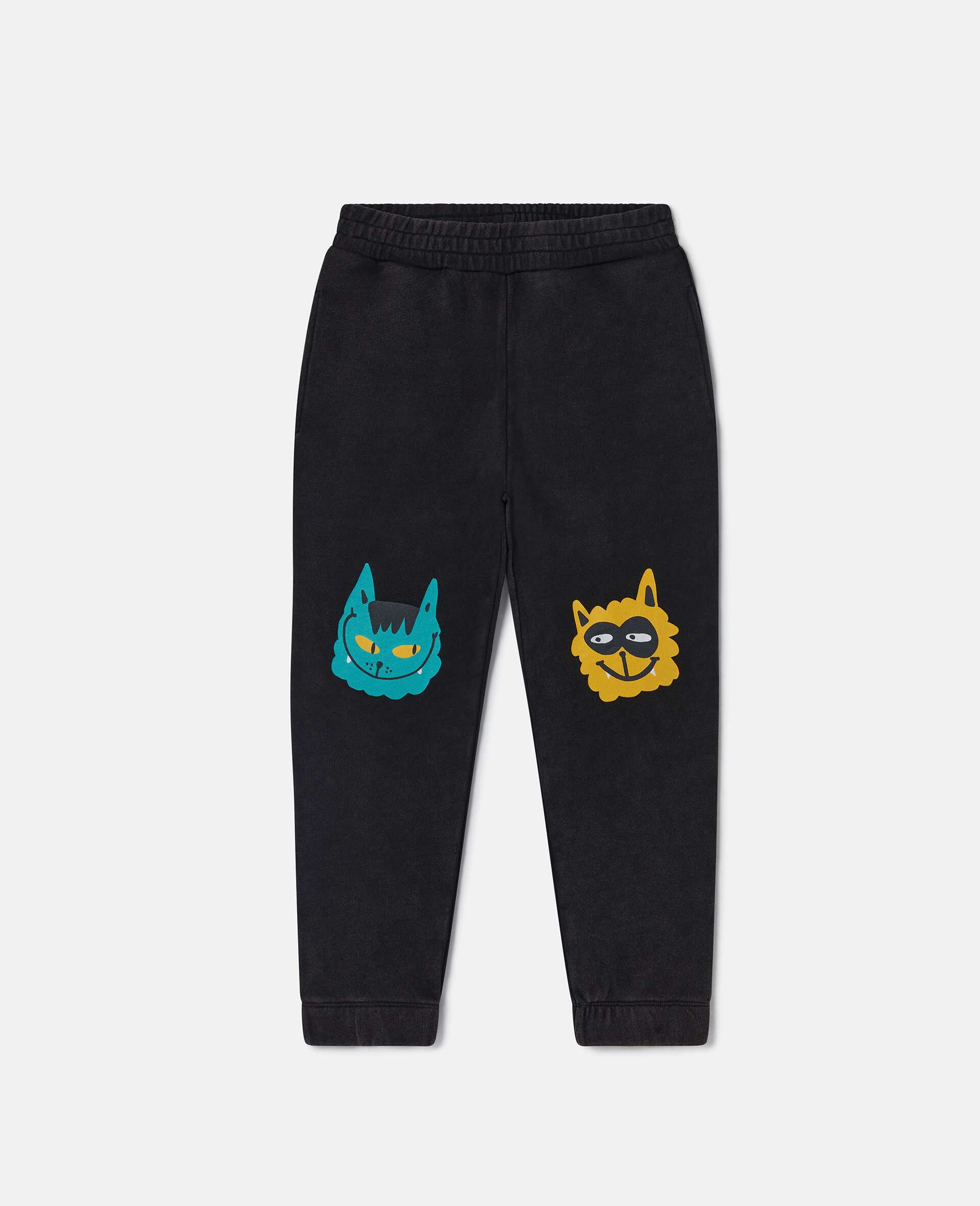 Pantalon de jogging graphique avec chats-Noir-large image number 0