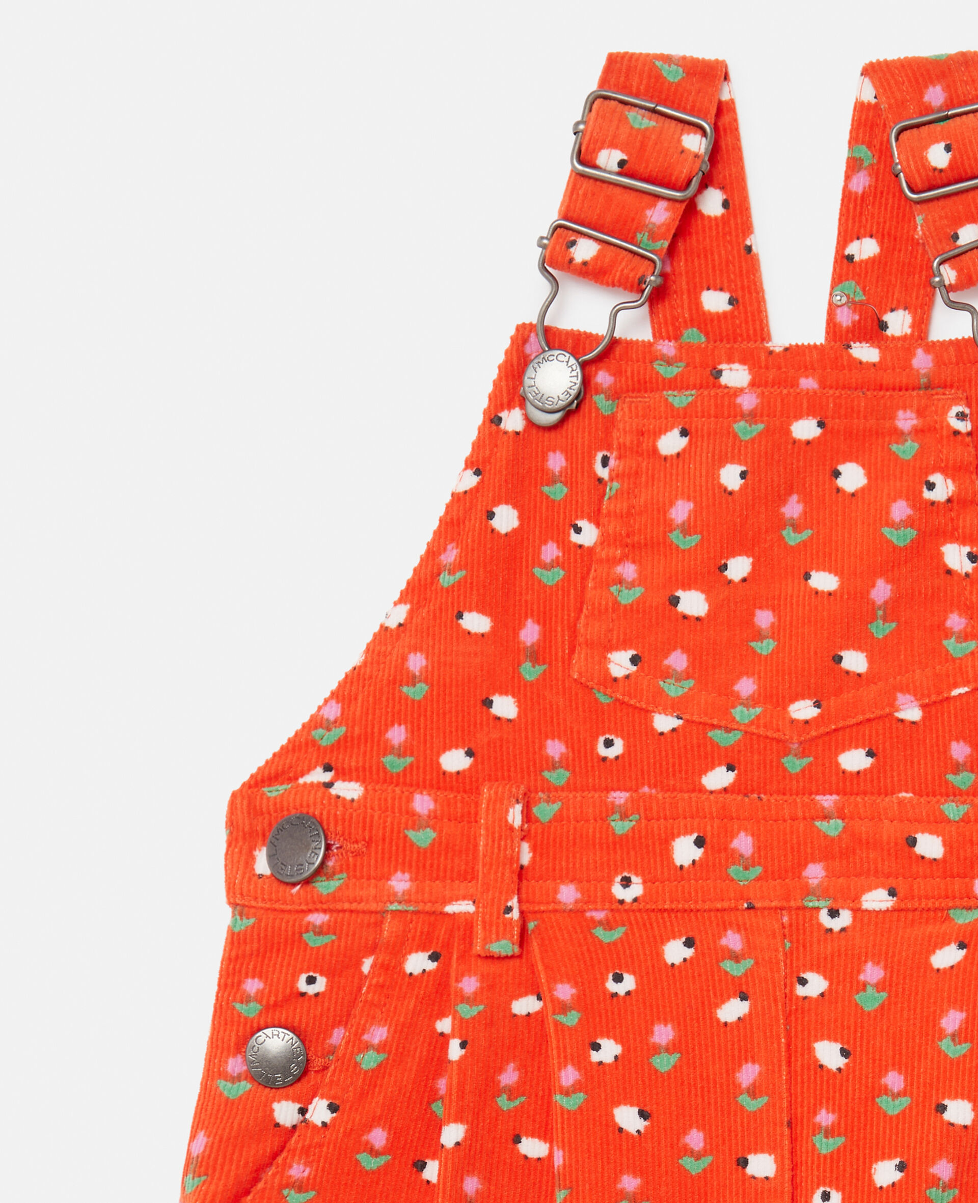Floral Pattern Dungarees-Red-large Floral Pattern Dungarees-Red-large image number 1