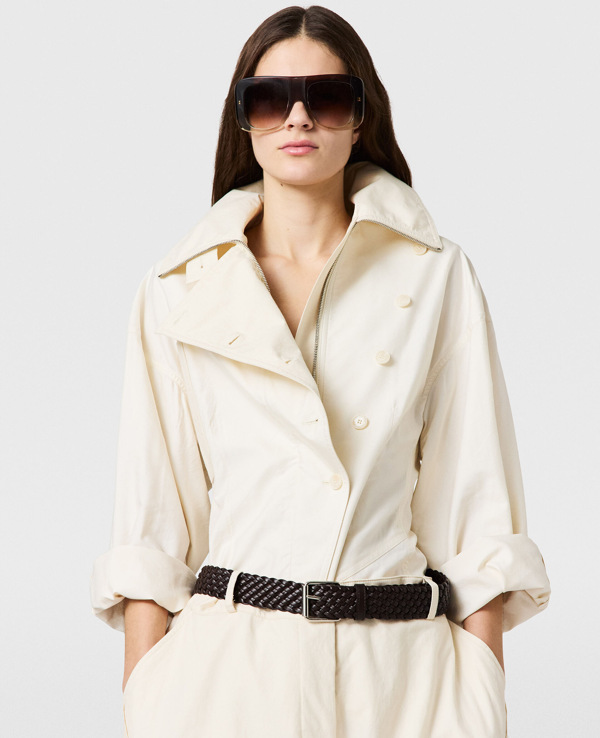 Washed Cotton Utility Top-Cream-medium