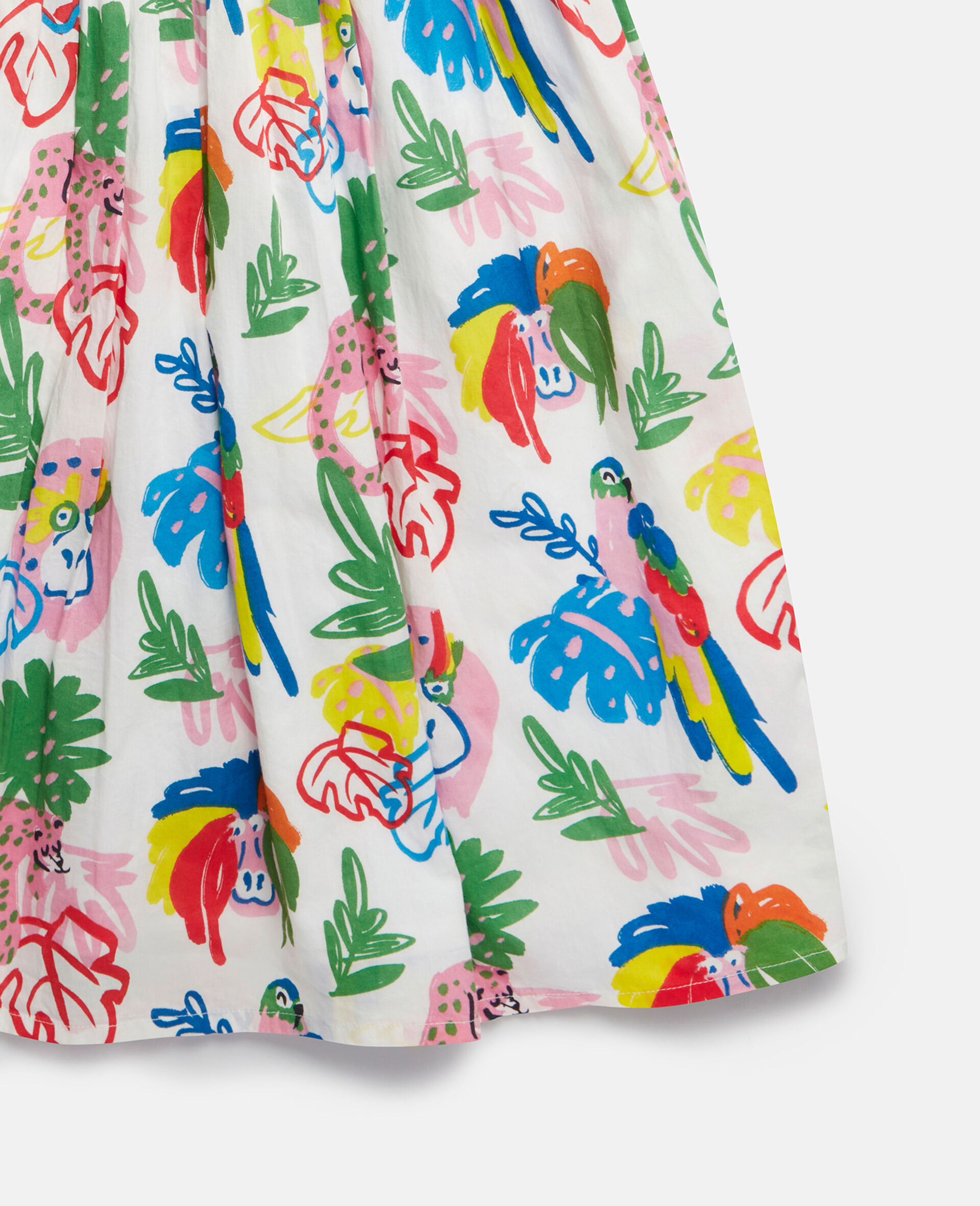 Jungle Print Puff Sleeve Dress-White-large image number 3