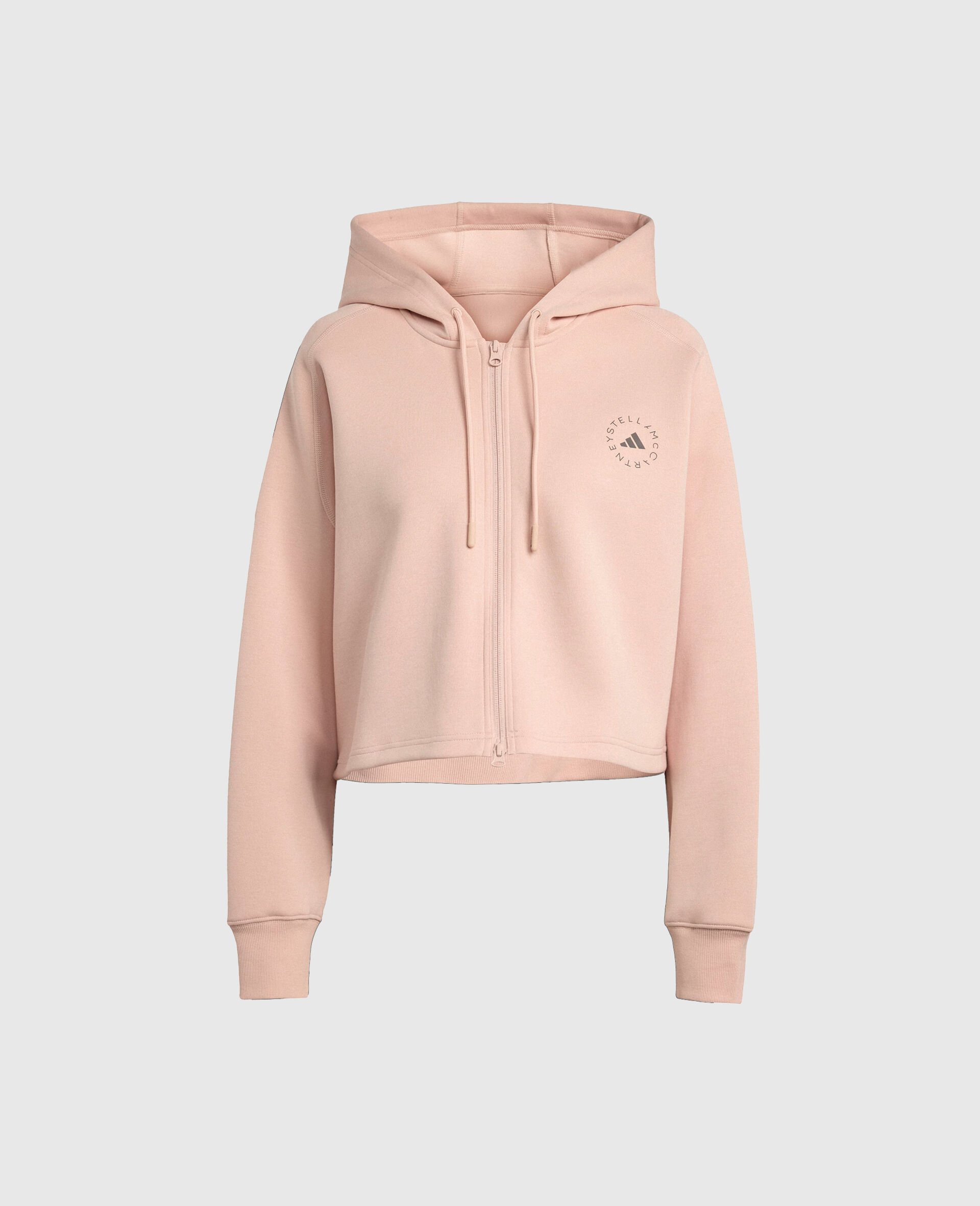 Logo Cropped Hoodie-Beige-medium