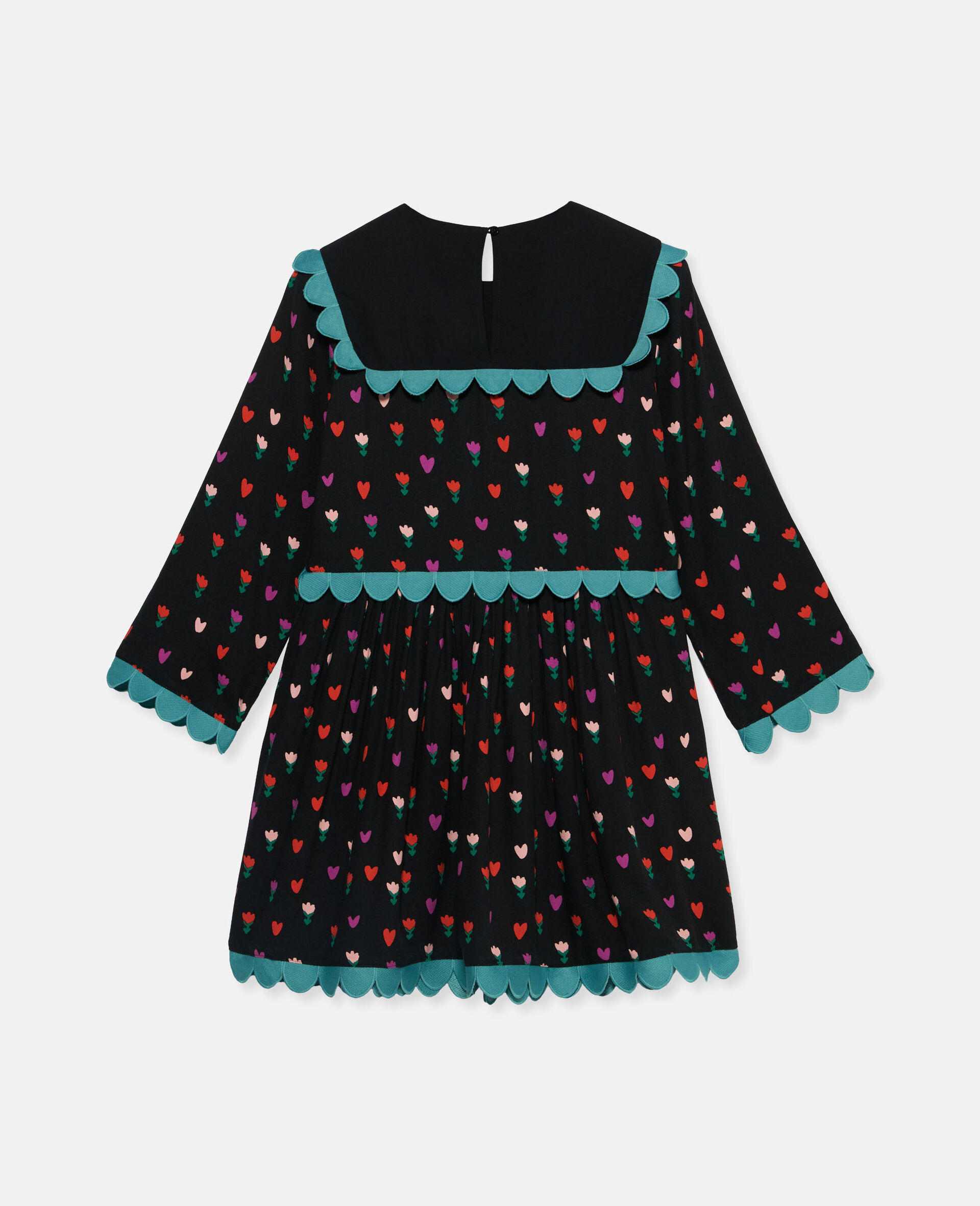 Robe a col imprime fleur folklorique-Noir-large image number 1