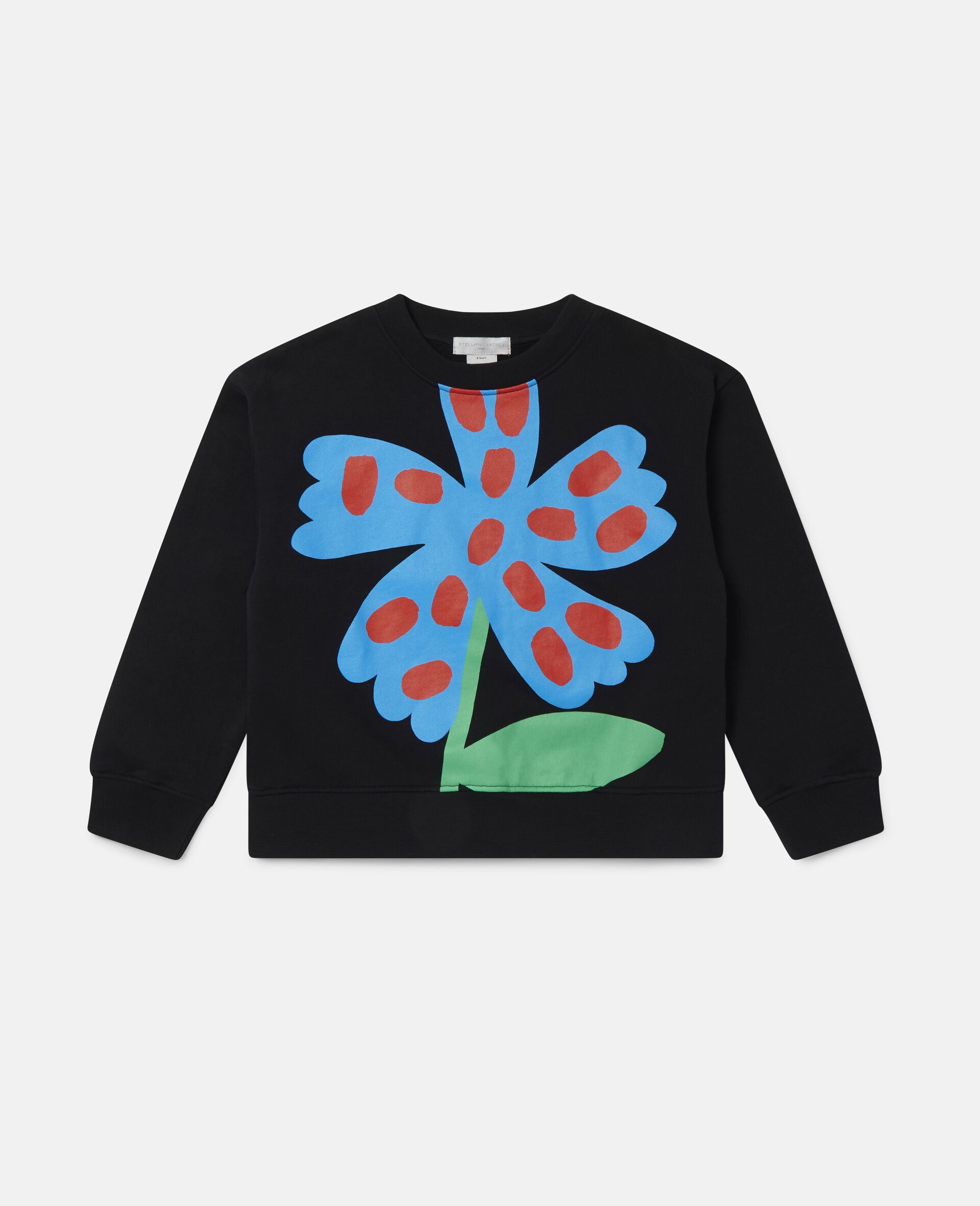 Sweat-shirt en polaire de coton oversize motif fleur à pois-Noir-large