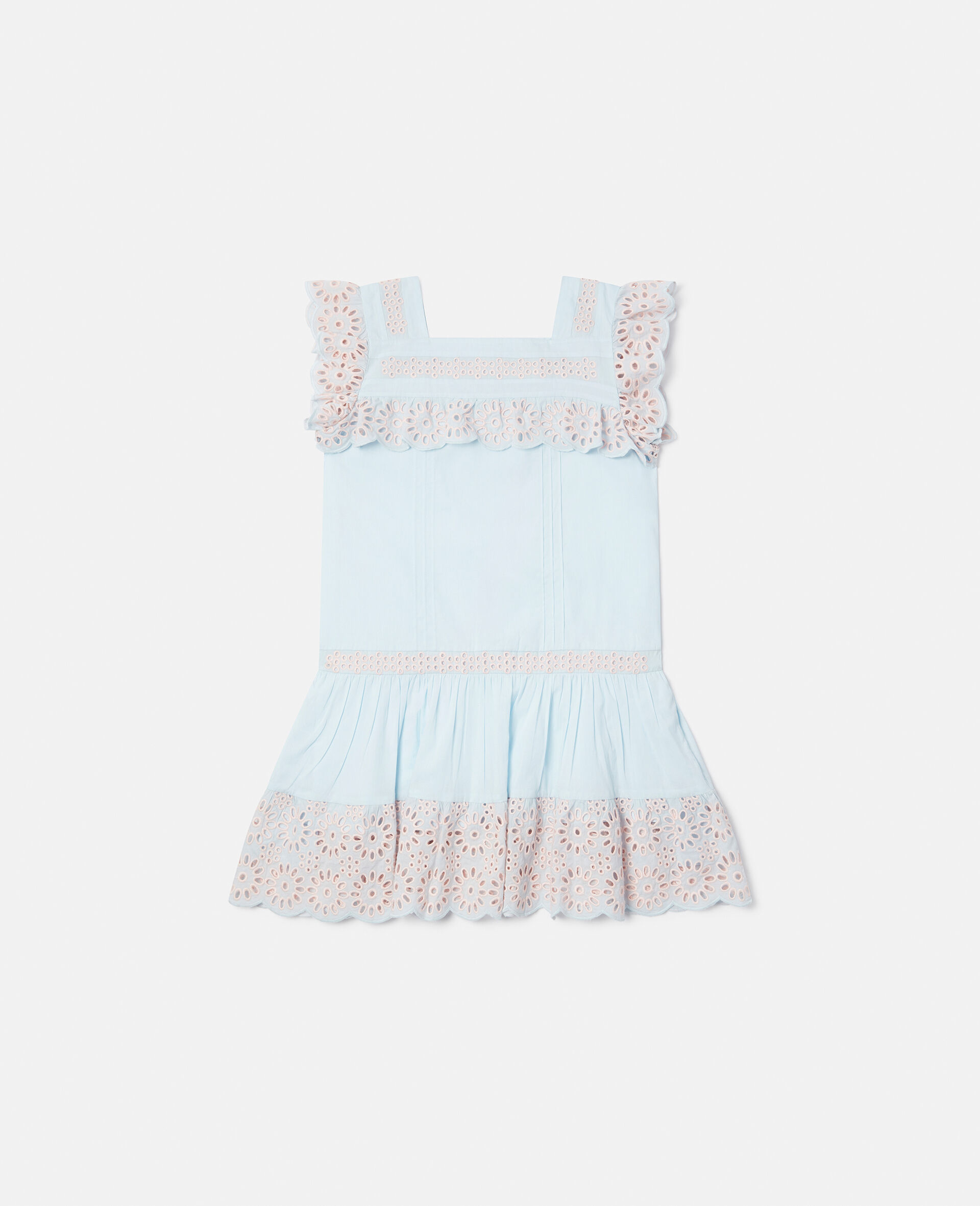 Broderie Anglaise Trim Dress-Blue-large image number 0