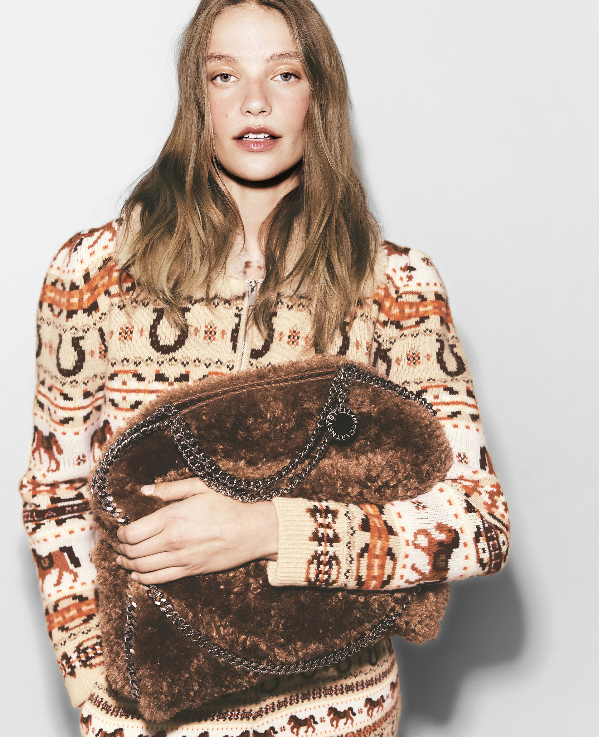 Falabella Plush Fold-Over Tote Bag-Brown-medium