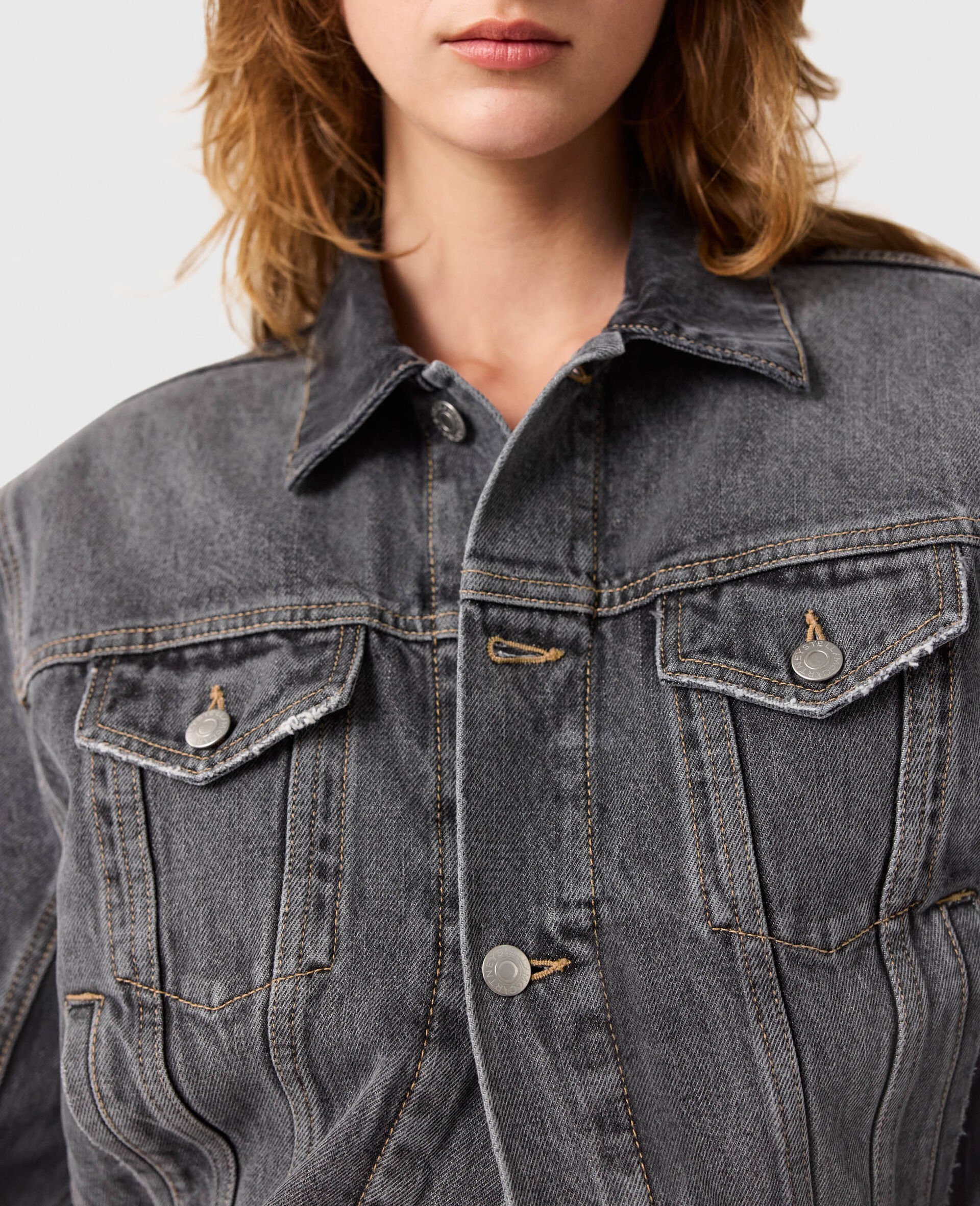 Tonal Panelled Denim Jacket-Black-large Tonal Panelled Denim Jacket-Black-large image number 3
