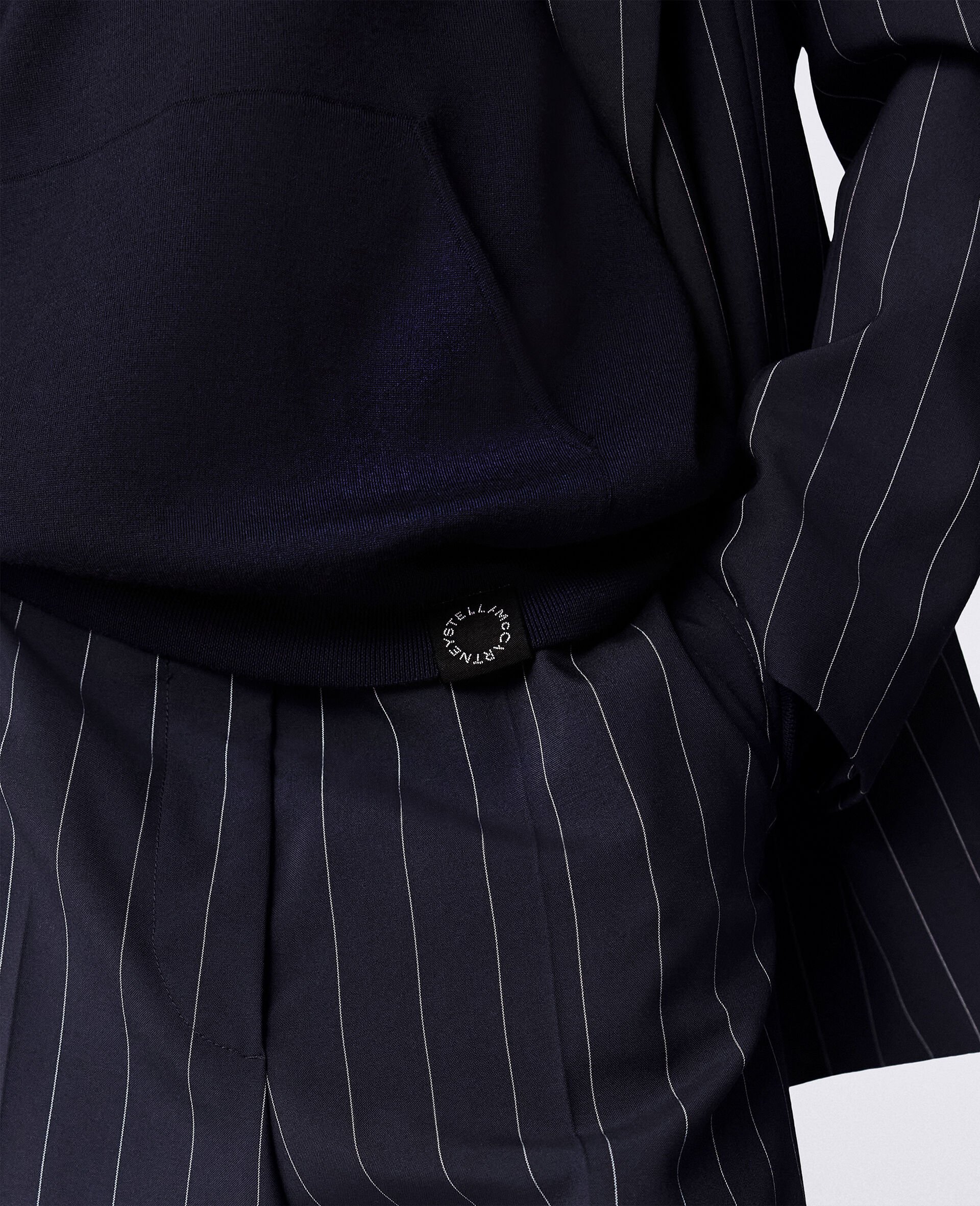 Tailored Pinstripe Wool Shorts-Blue-large image number 2