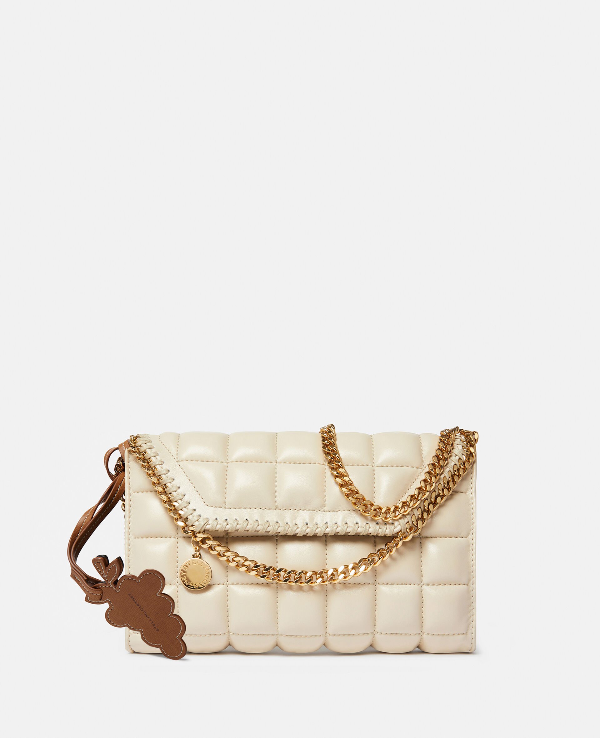 Falabella Square Quilted Wallet Crossbody Bag-White-model
