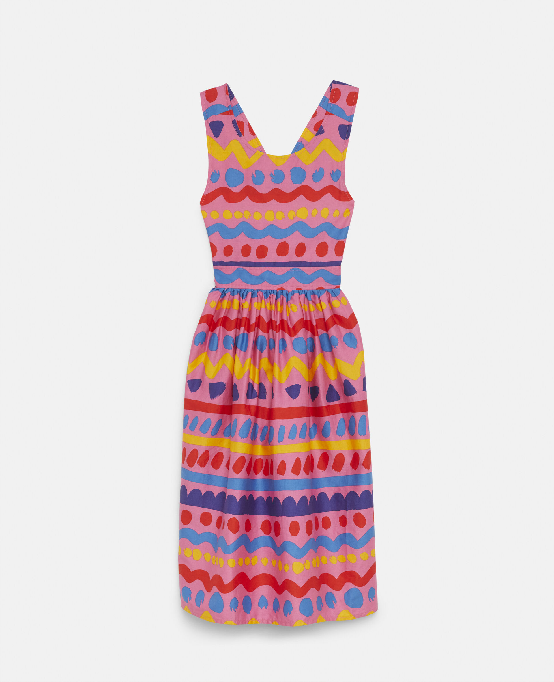 Striped Satin Cotton Dress-Multicolour-large image number 0