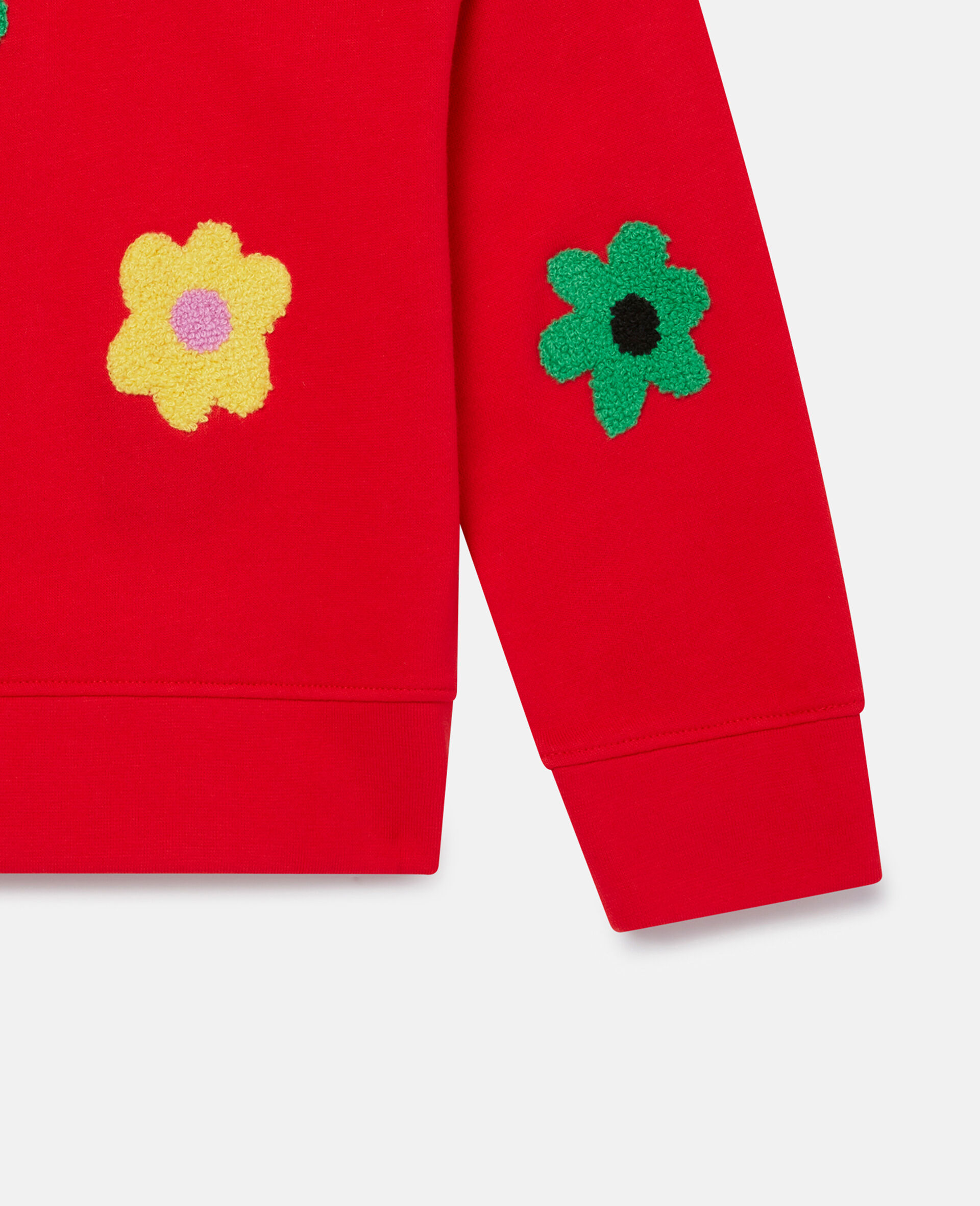 Flower Embroidered Fleece Sweatshirt-Red-large image number 3