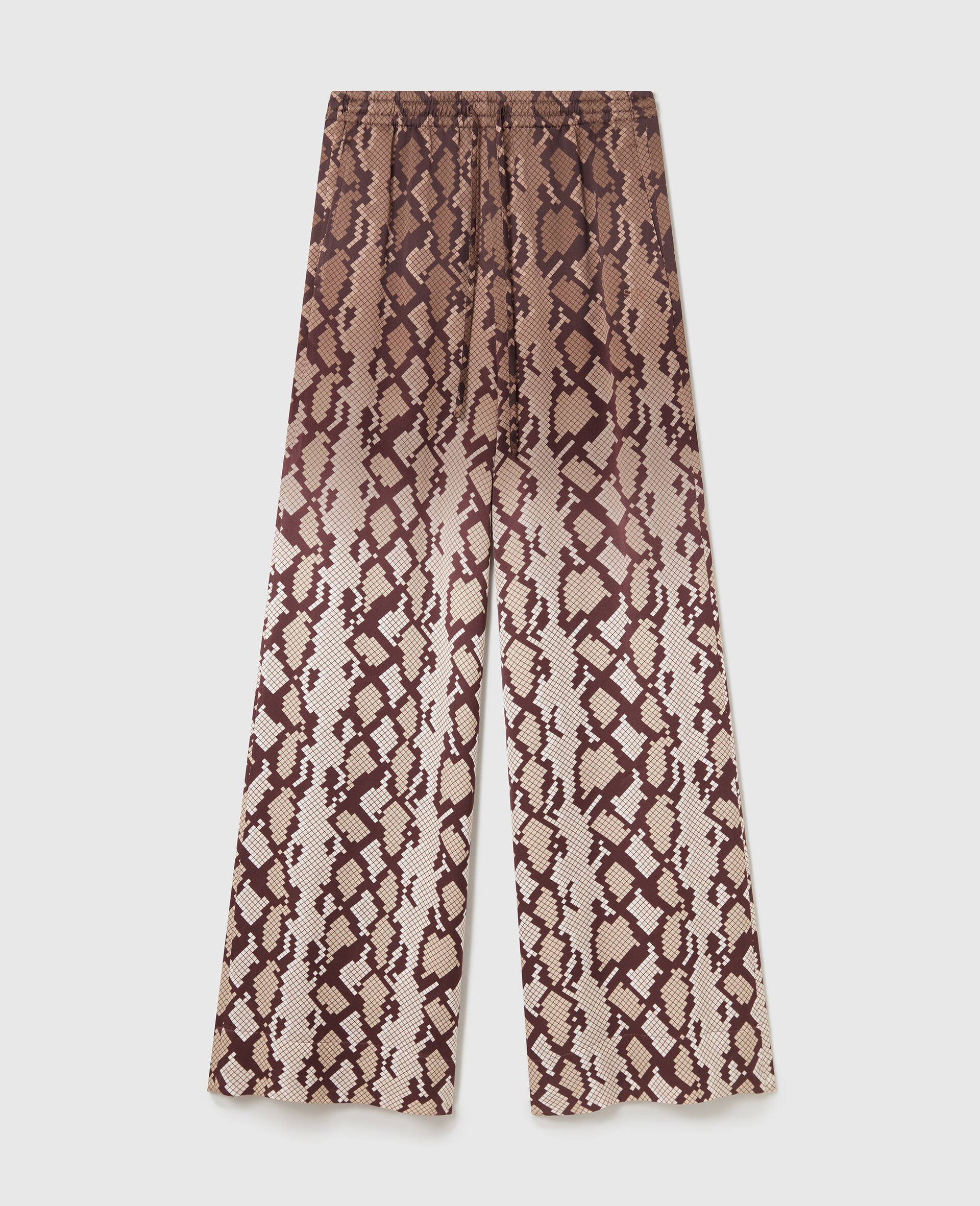 Snake Print Oversized Drawstring Pants-Brown-large image number 0