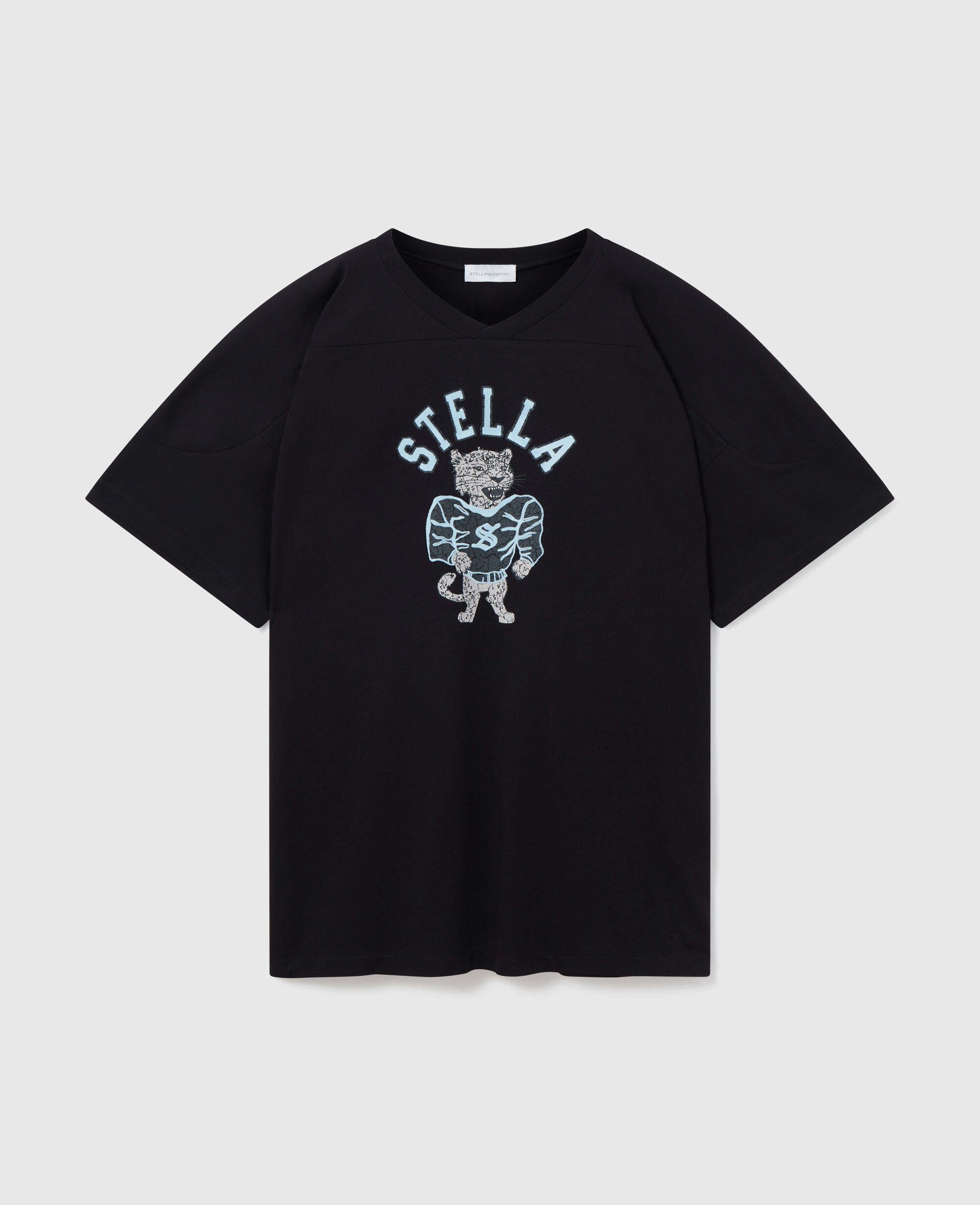 Women Black Stella Graphic Varsity T-Shirt | Stella McCartney SG