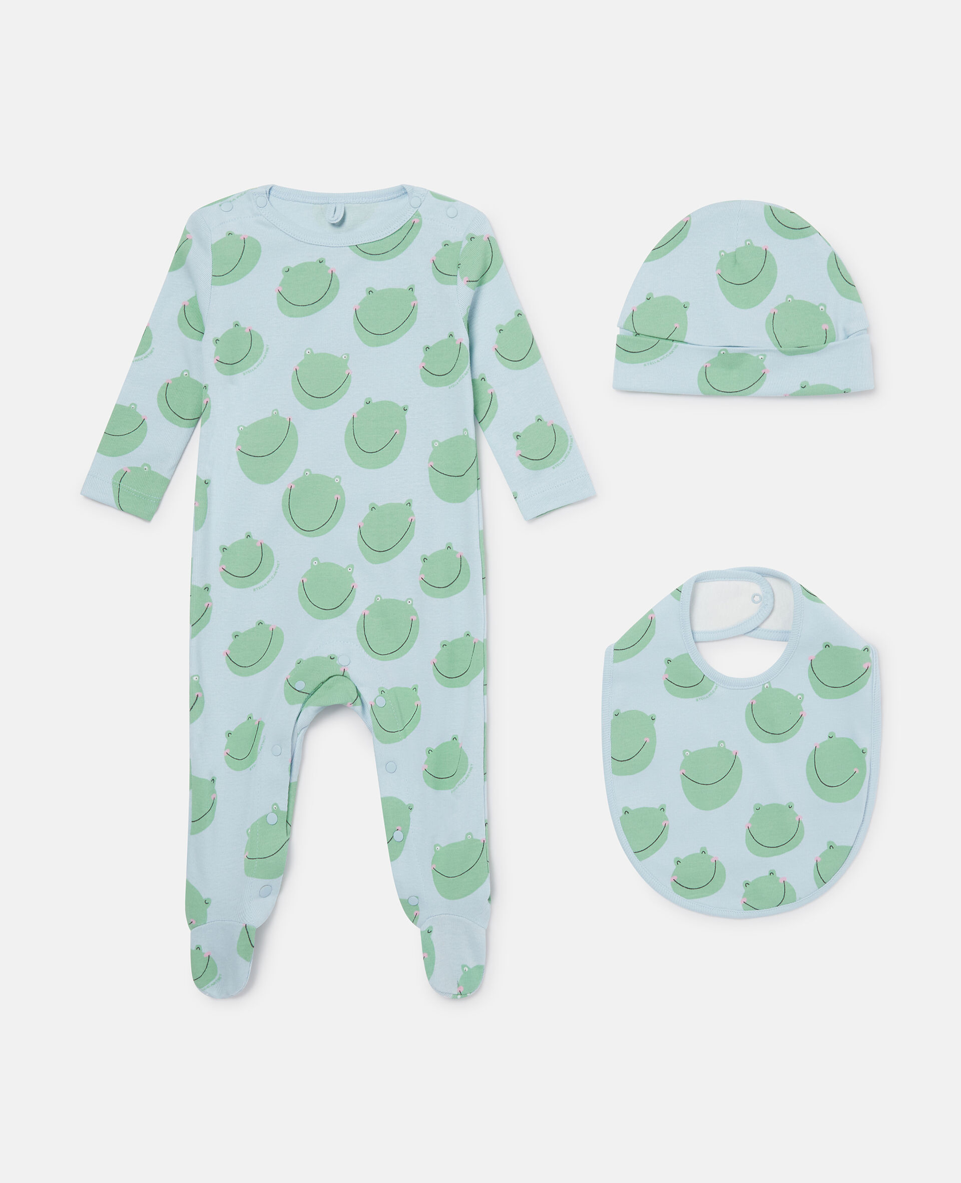 Frog Print Romper Gift Set-Blue-large image number 0