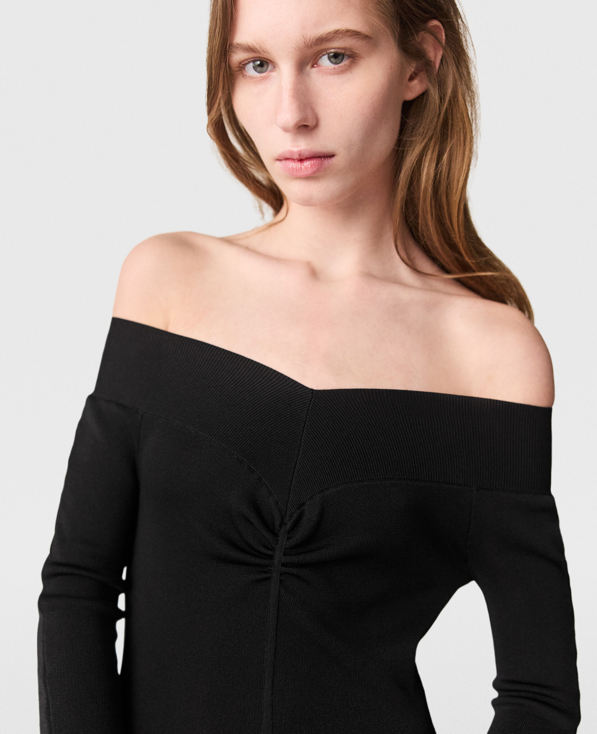 Sheer Long-Sleeve Mesh Maxi Dress-Black-large image number 3