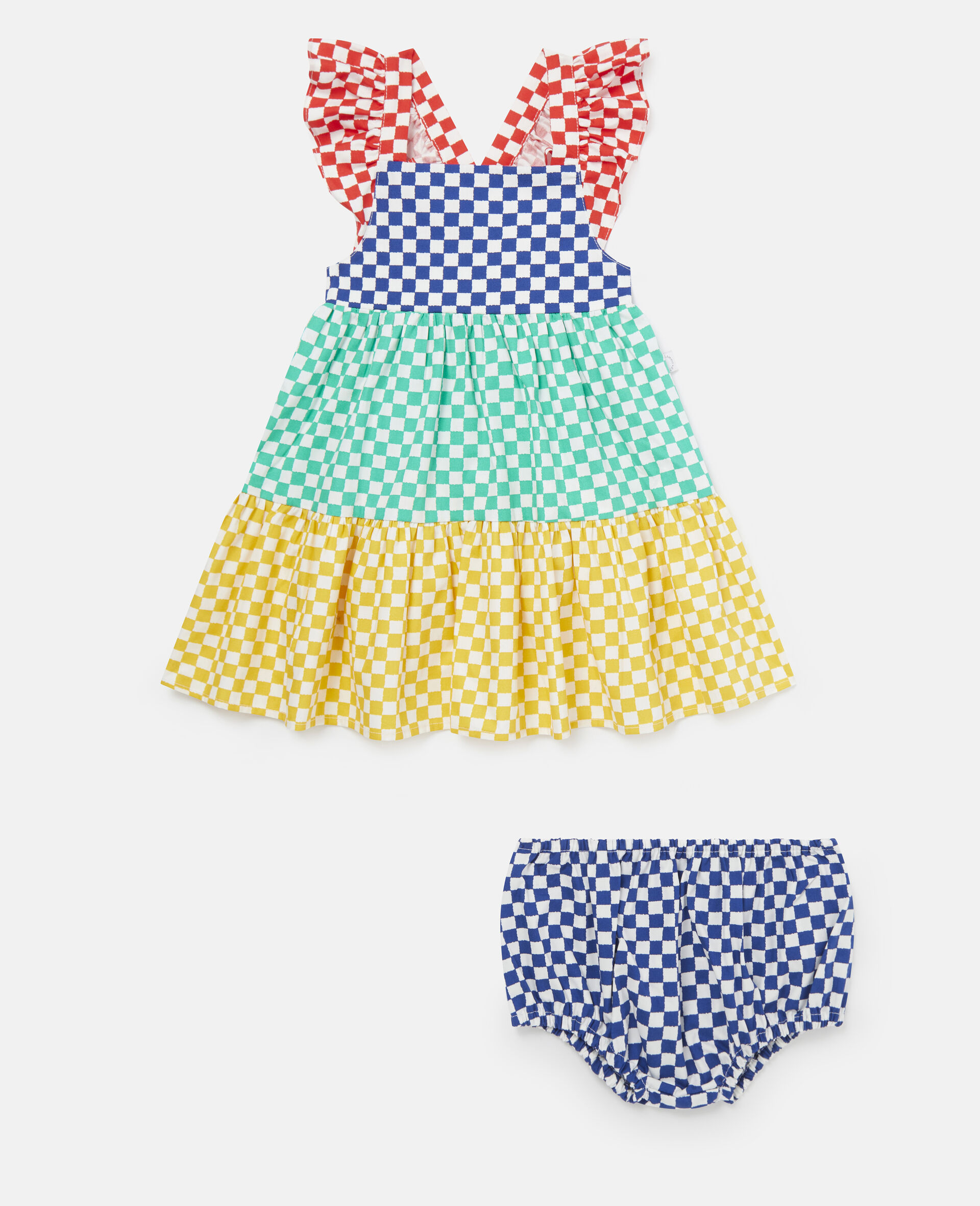 Gingham Cotton Frill Dress-Multicolour-large