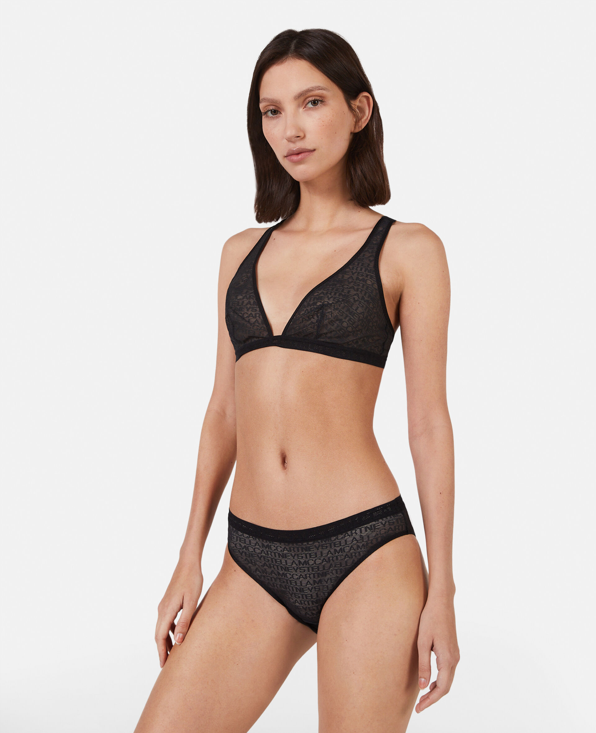 Slip bikini in rete con monogramma-Nero-model