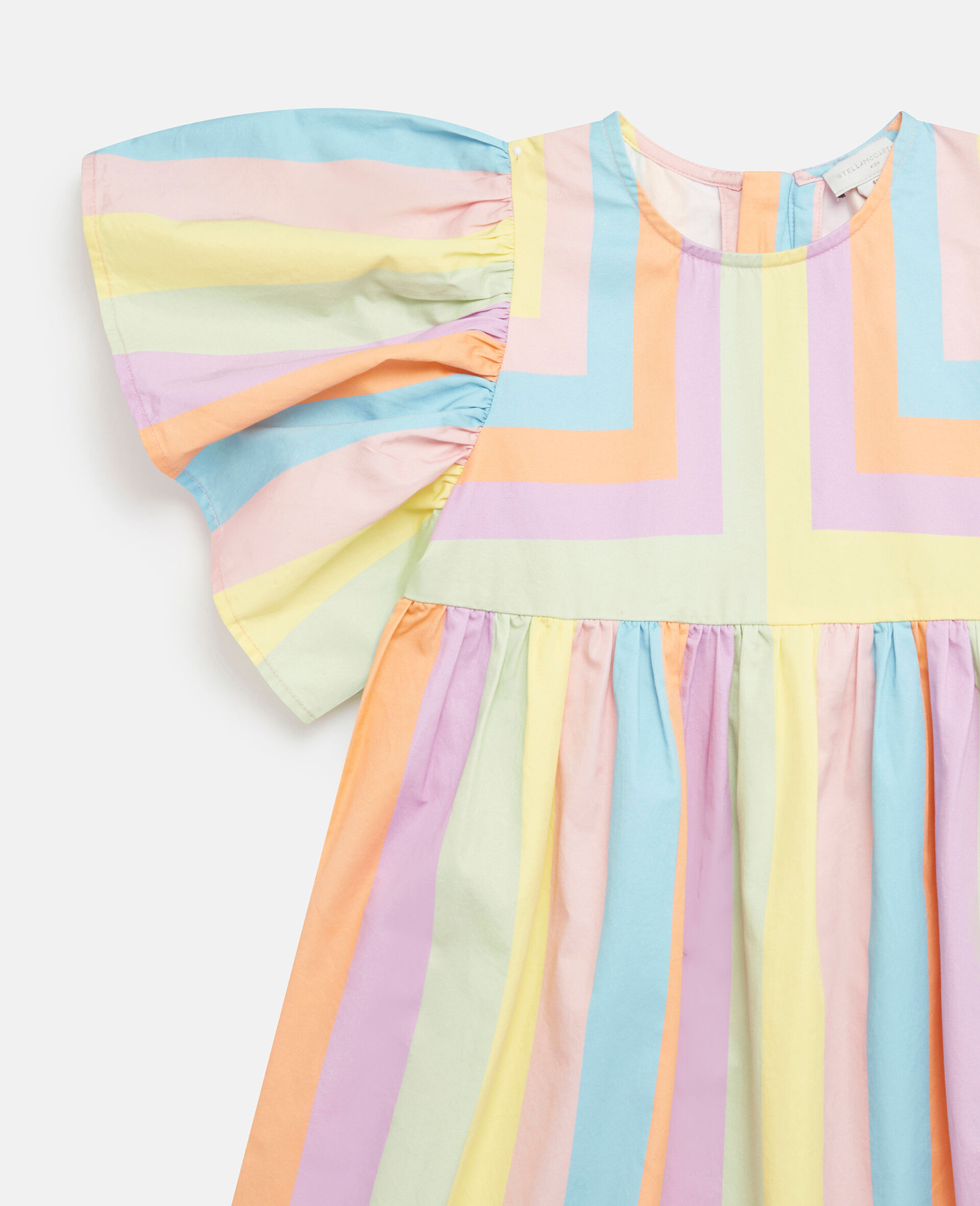 Rainbow Stripe Angel Sleeve Dress-Multicolour-large image number 1