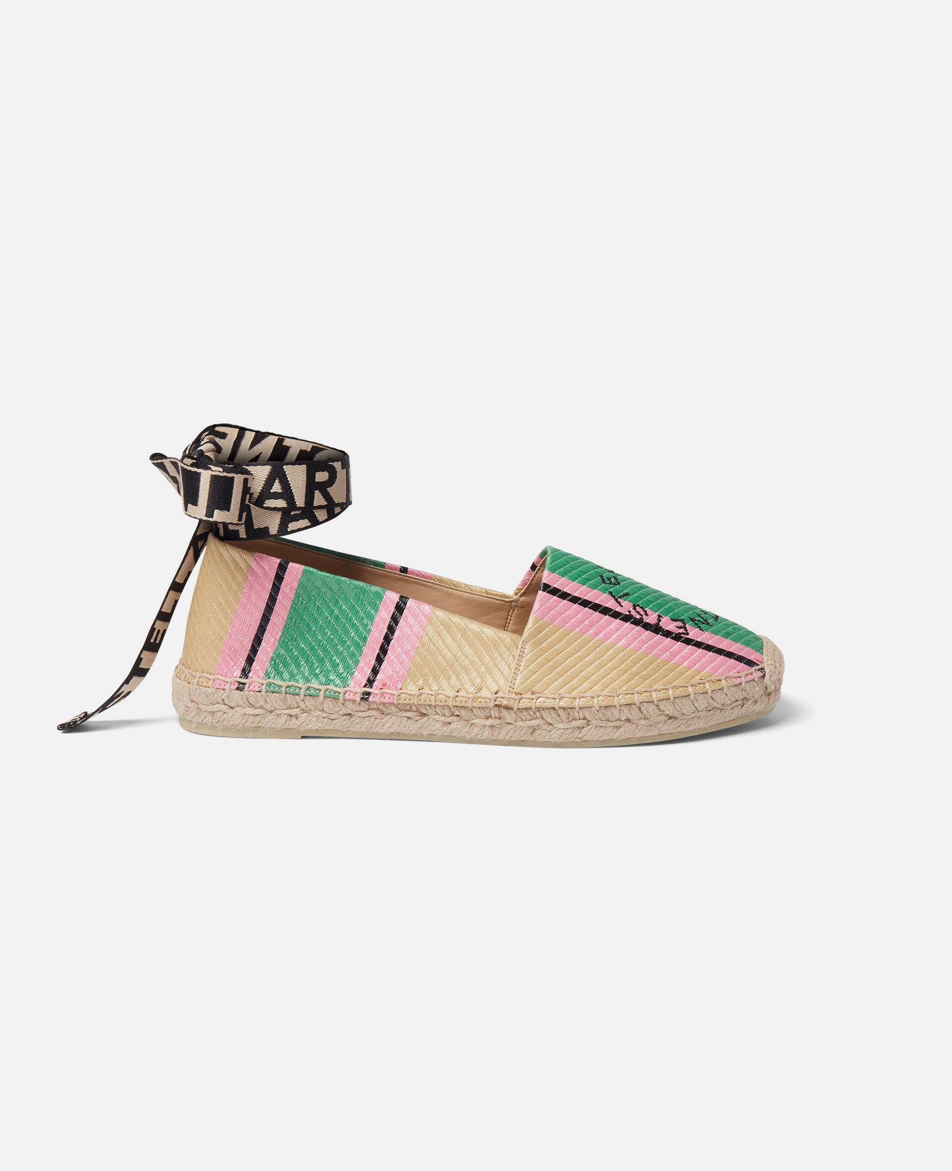 Gaia Striped Raffia Espadrilles-Green-large image number 0