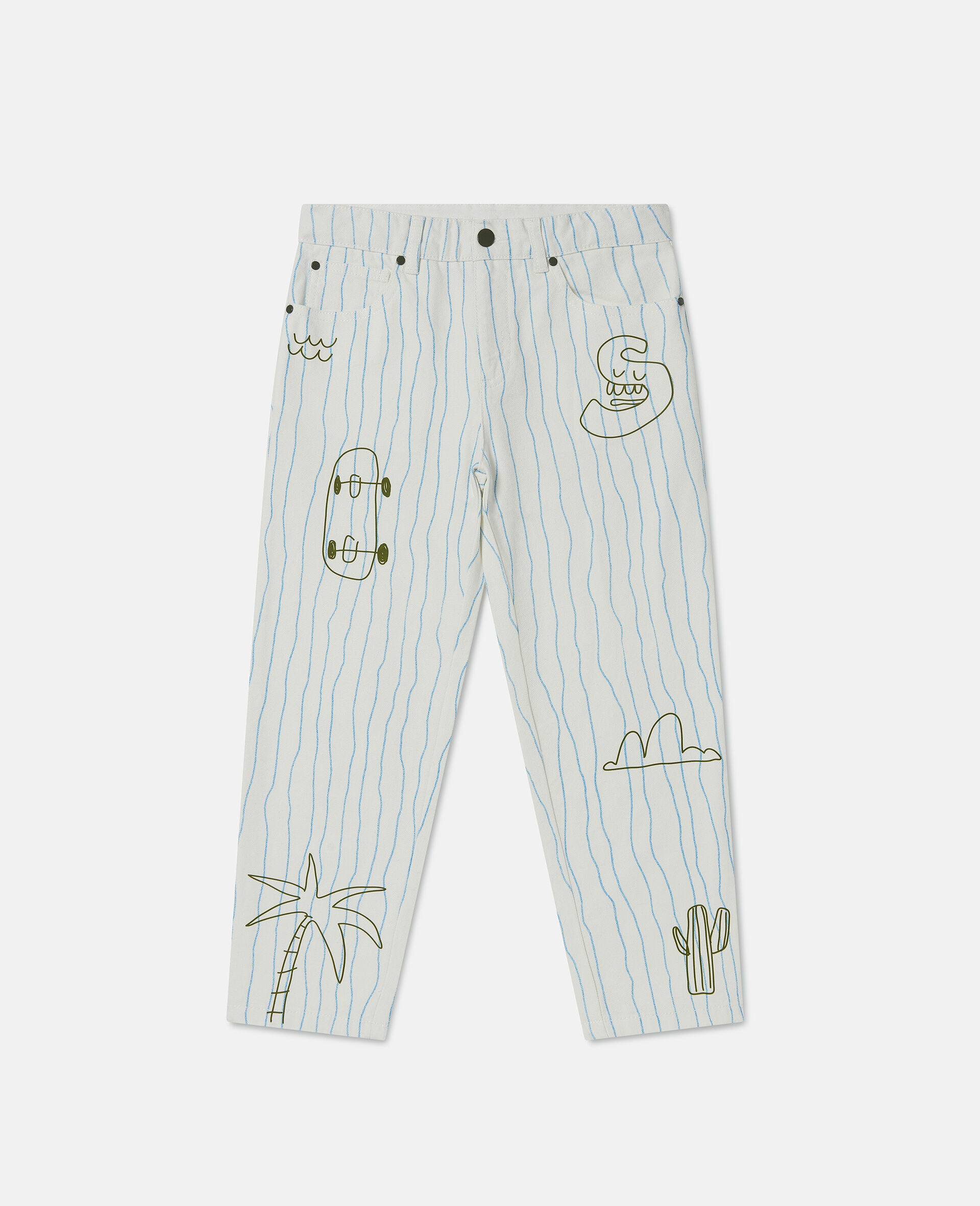 Skateboard Print Jeans-Cream-large image number 0