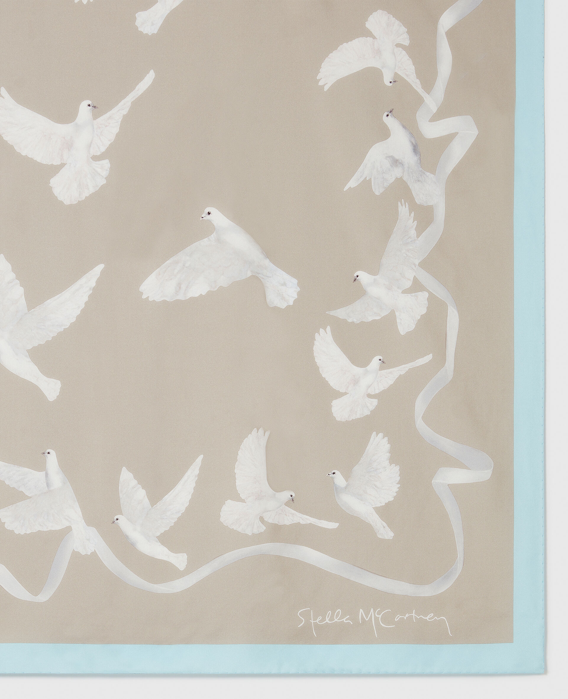 Dove Print Square Scarf-Beige-large image number 2