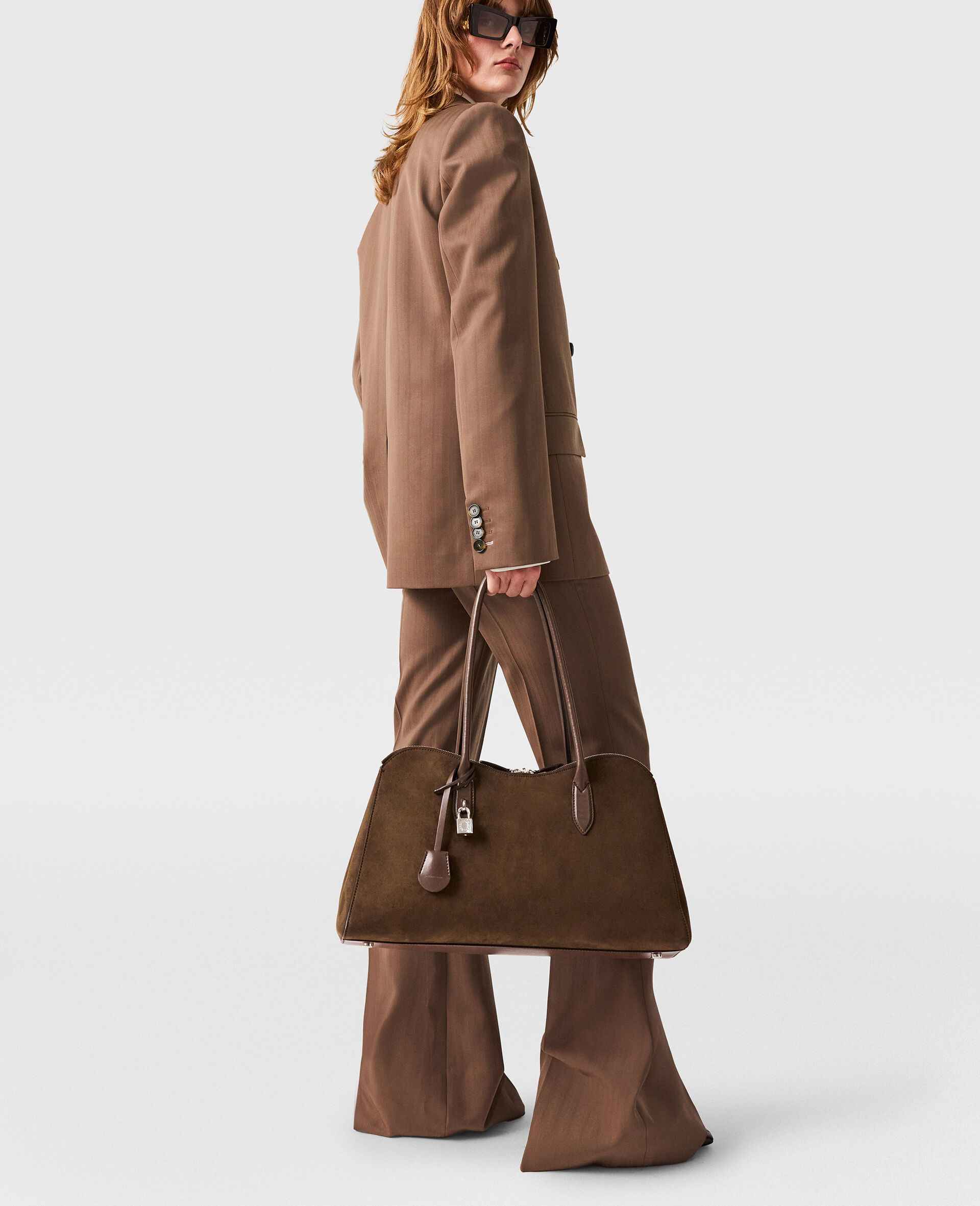 Mid-Rise Bootcut Trousers-Brown-large image number 2