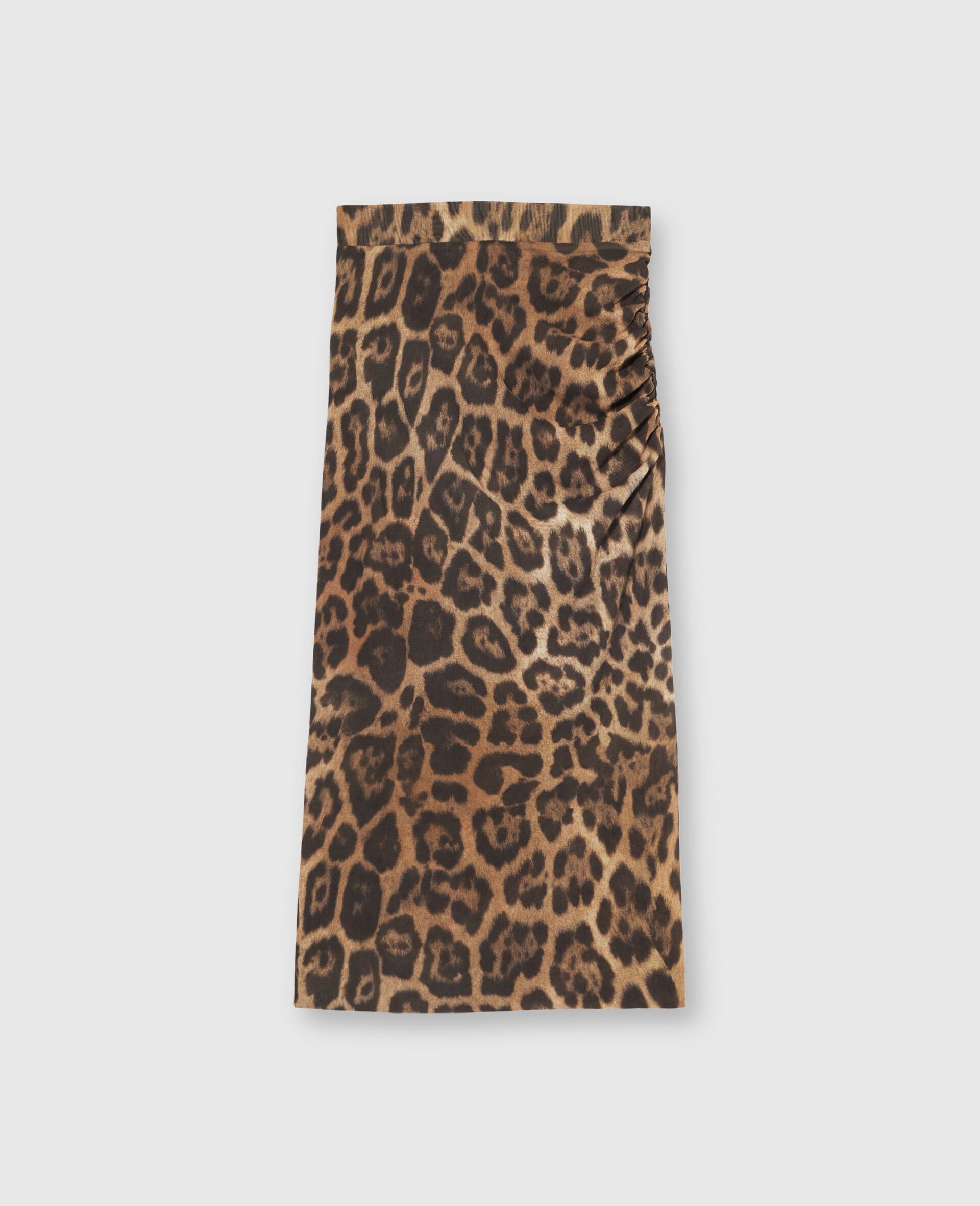 Leopard Mid-Rise Midi Skirt-Brown-medium