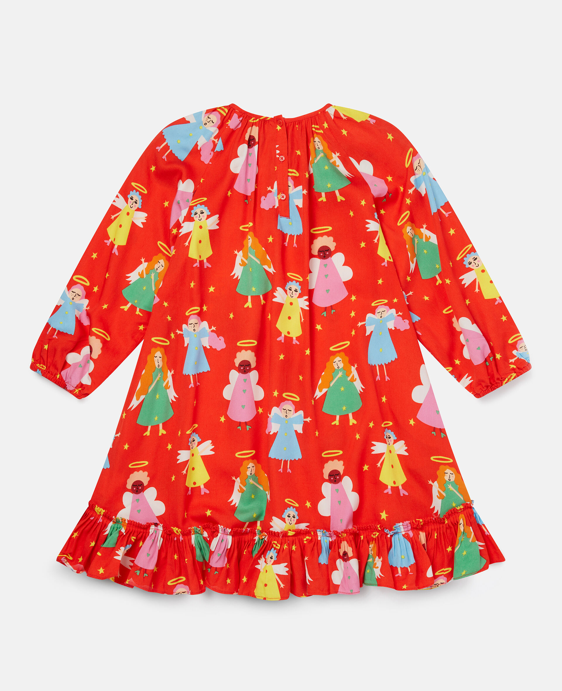 Christmas Angel Print Twill Dress-Red-large image number 2