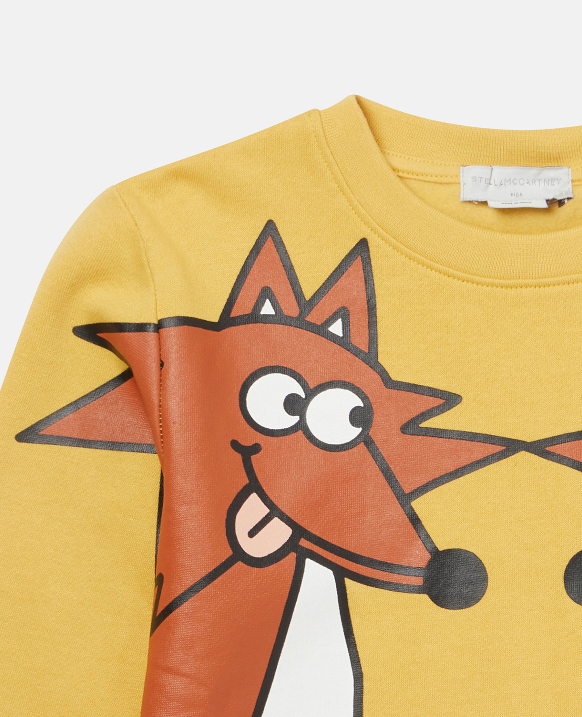 Double Fox Print Cotton Fleece Sweatshirt-Yellow-large image number 1
