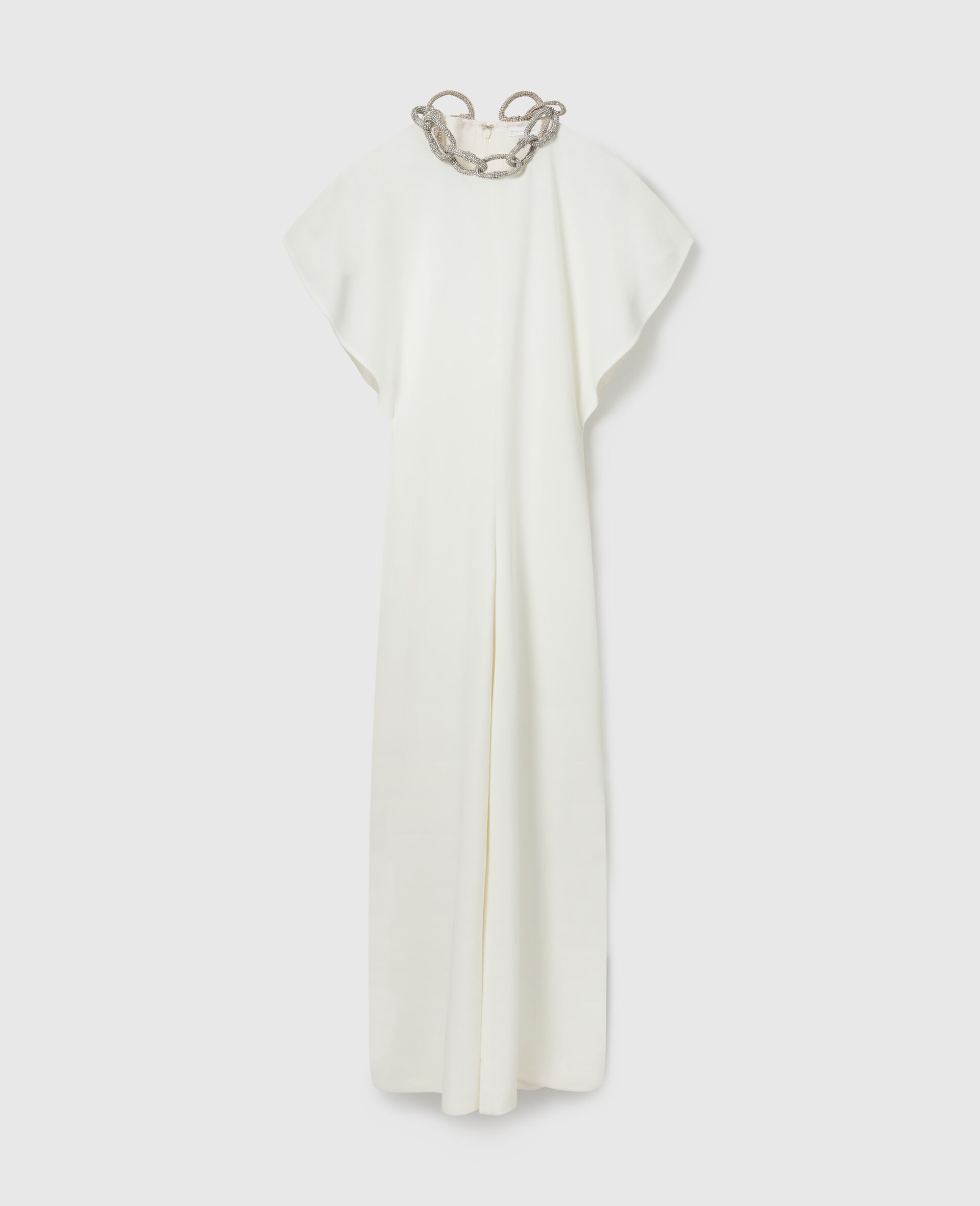 Lead-Free Crystal Chain Cap-Sleeve  Jumpsuit-White-medium