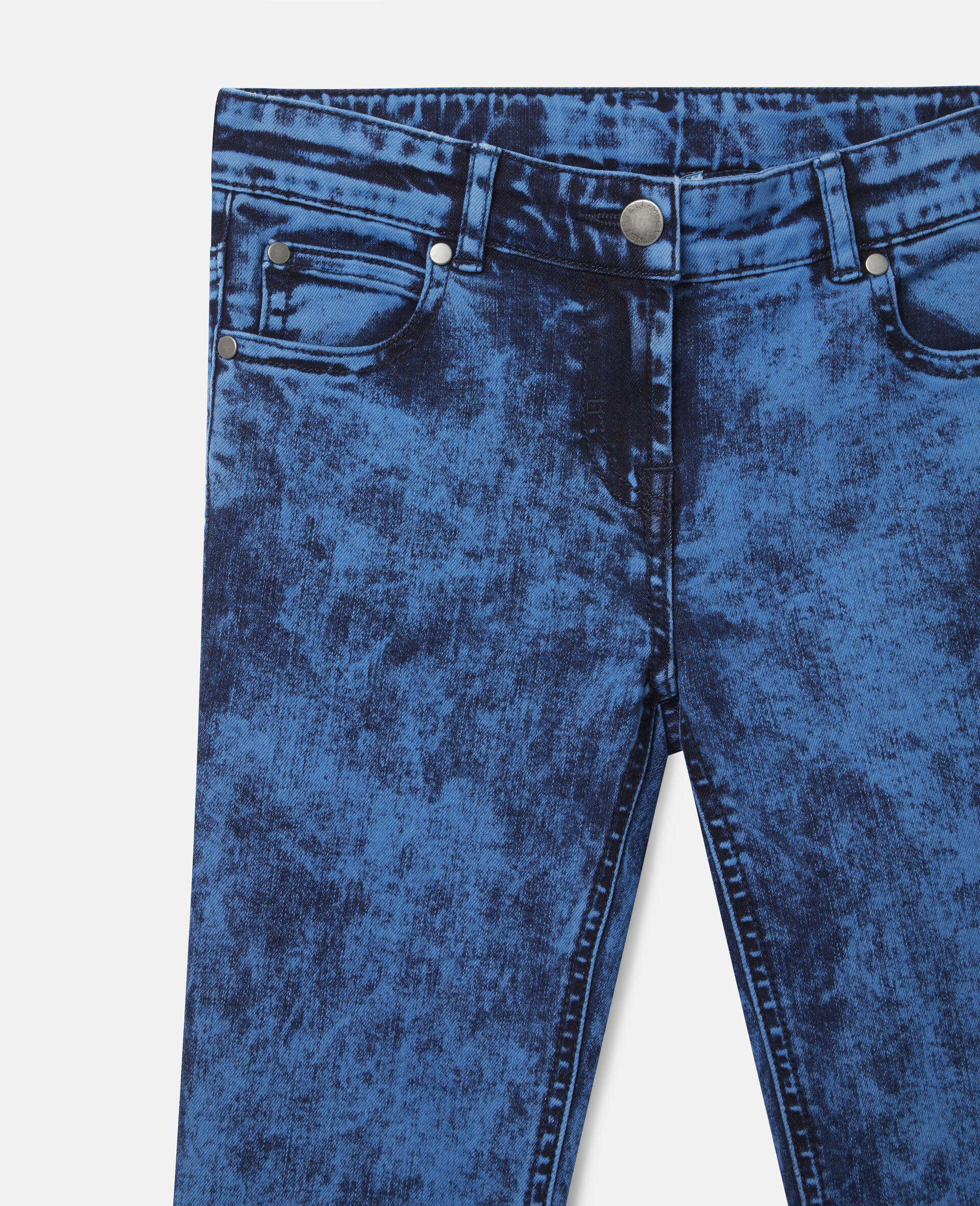 Acid Dye Wash Denim Pants -Blue-large image number 1