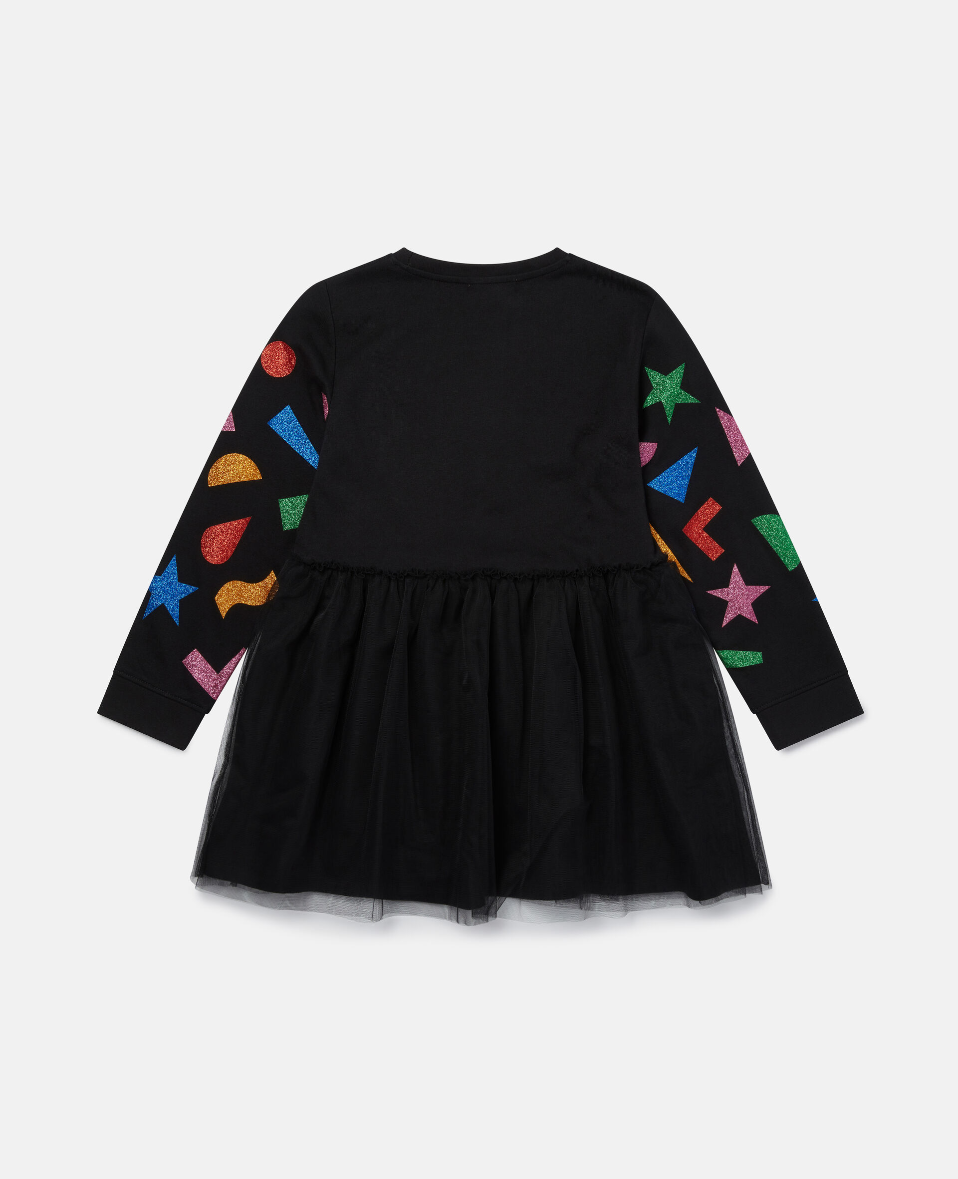 Glitter Sticker Cotton Fleece Dress-Black-large image number 3