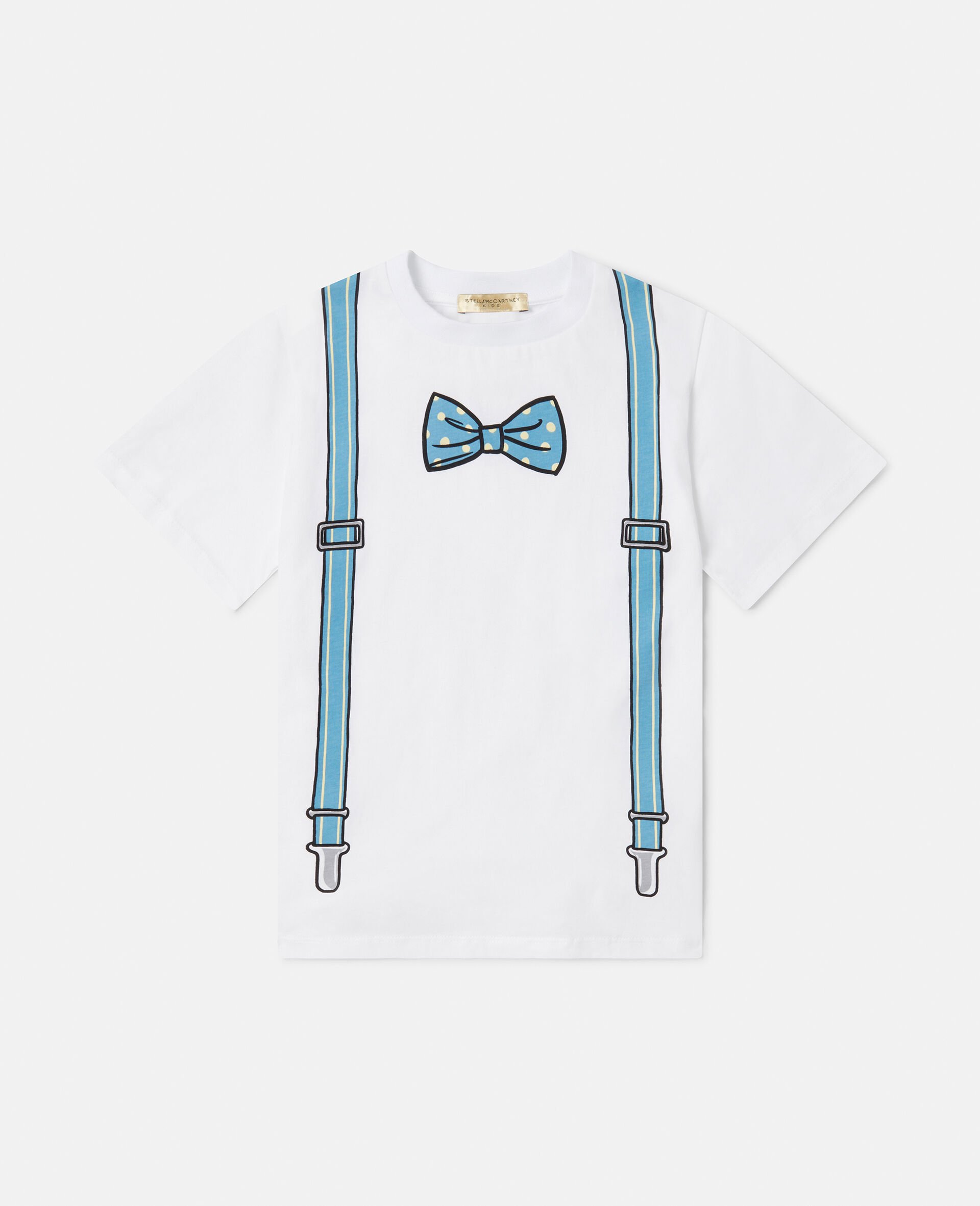 Bow Tie and Suspender Print T-Shirt-White-large image number 0