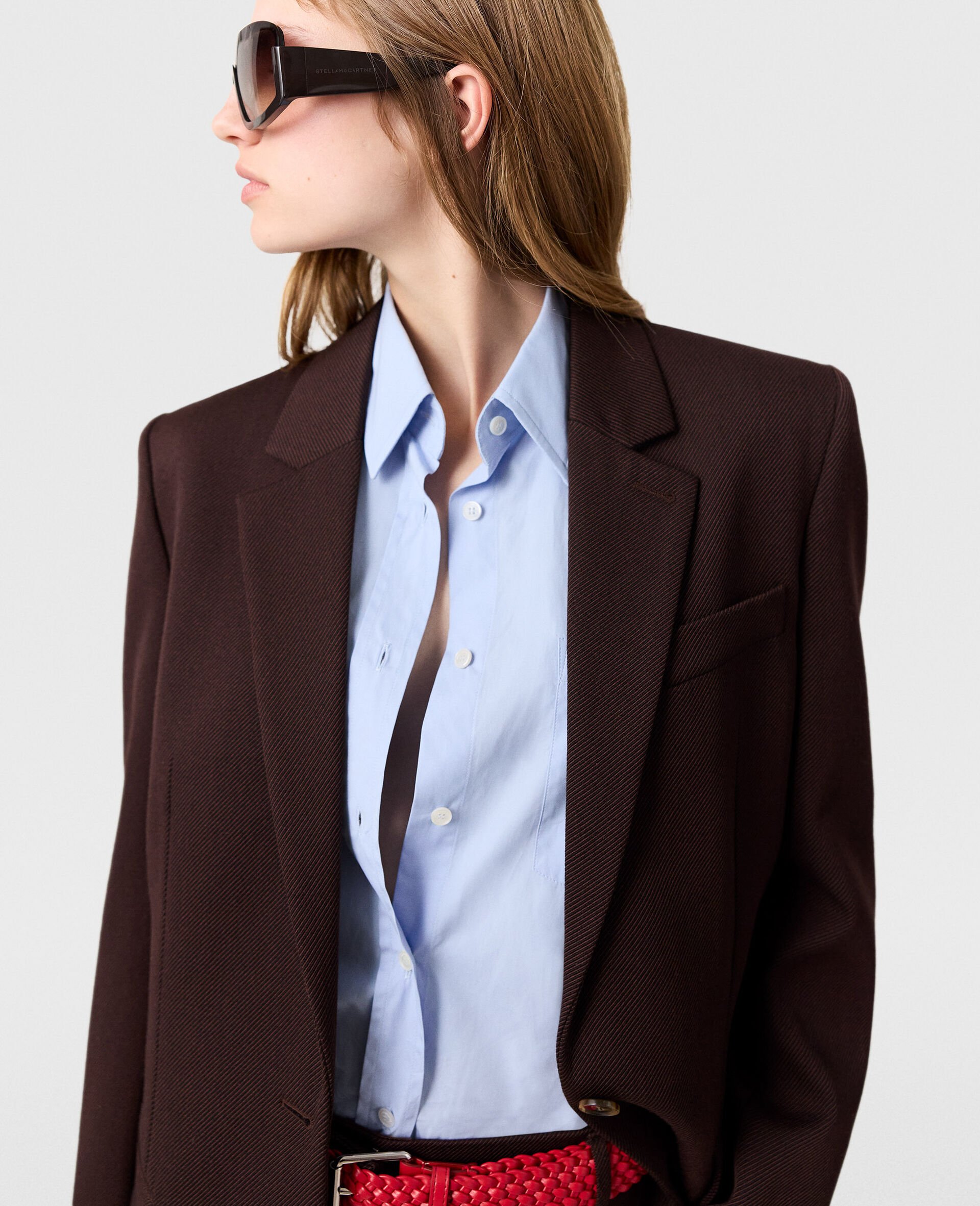 Single-Breasted Peak-Lapel Blazer-Brown-large image number 5