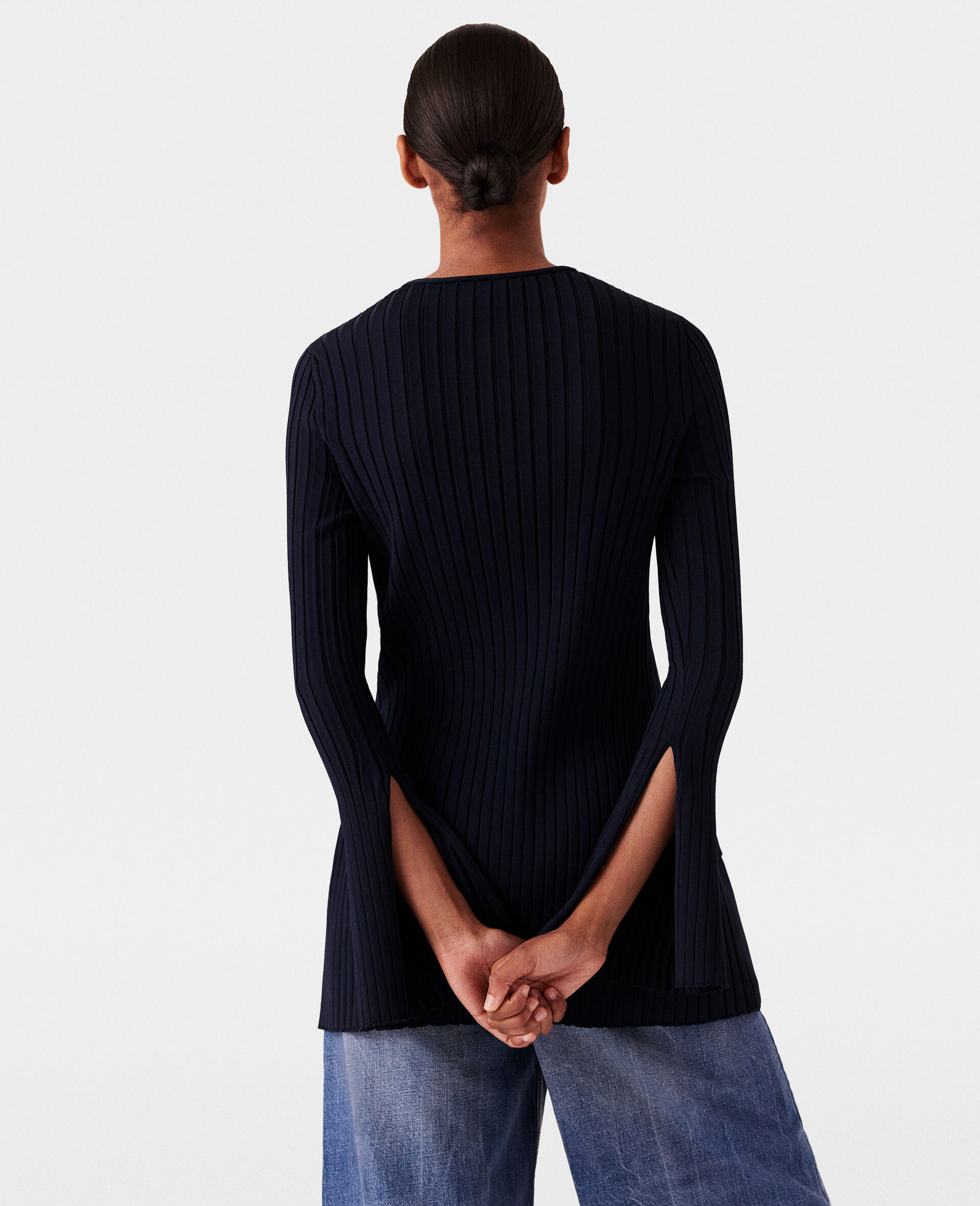 Cardigan cotele a manches longues-Bleu-large image number 4