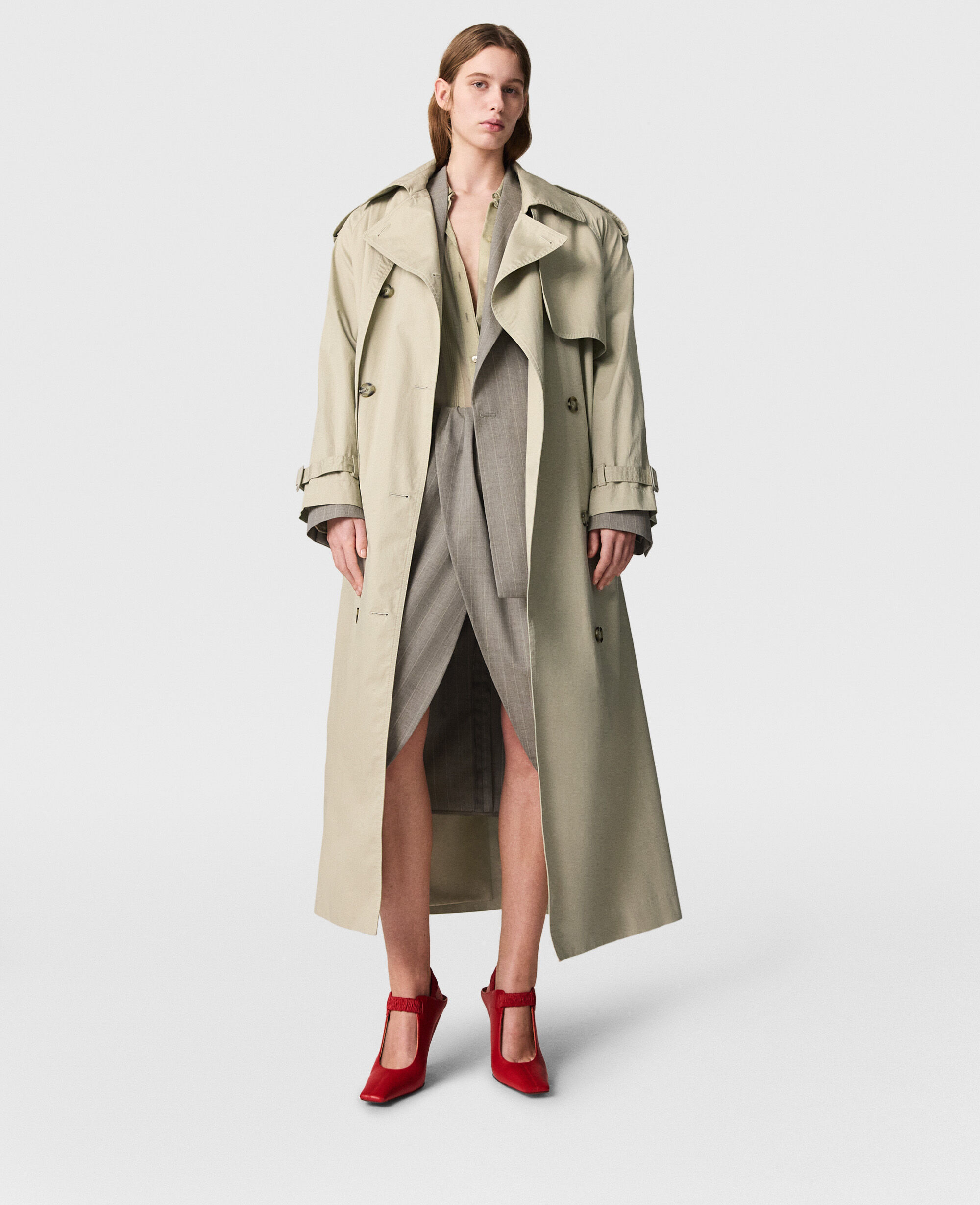 トレンチコート STELLA McCARTNEY Sand Cotton Trench Coat Women Sand Oversized Belted Trench Coat | Stella McCartney US