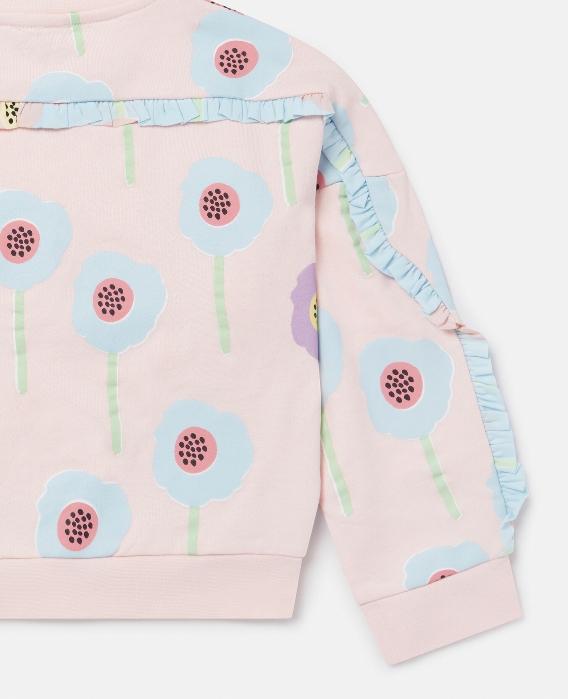 Graphic Flower Print Frill Trim Sweatshirt-Pink-large image number 3