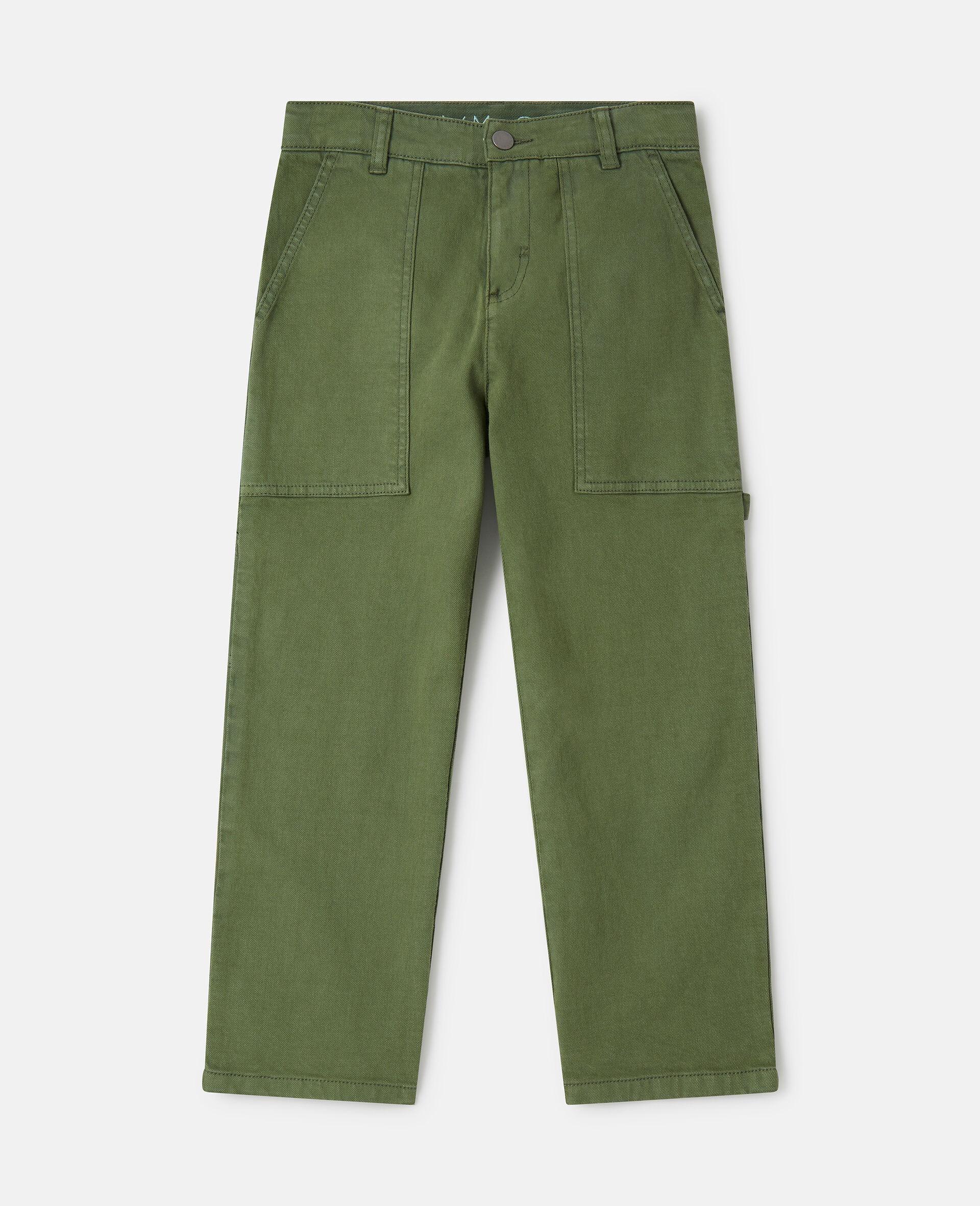 Pantaloni con tasche applicate-Verde-medium