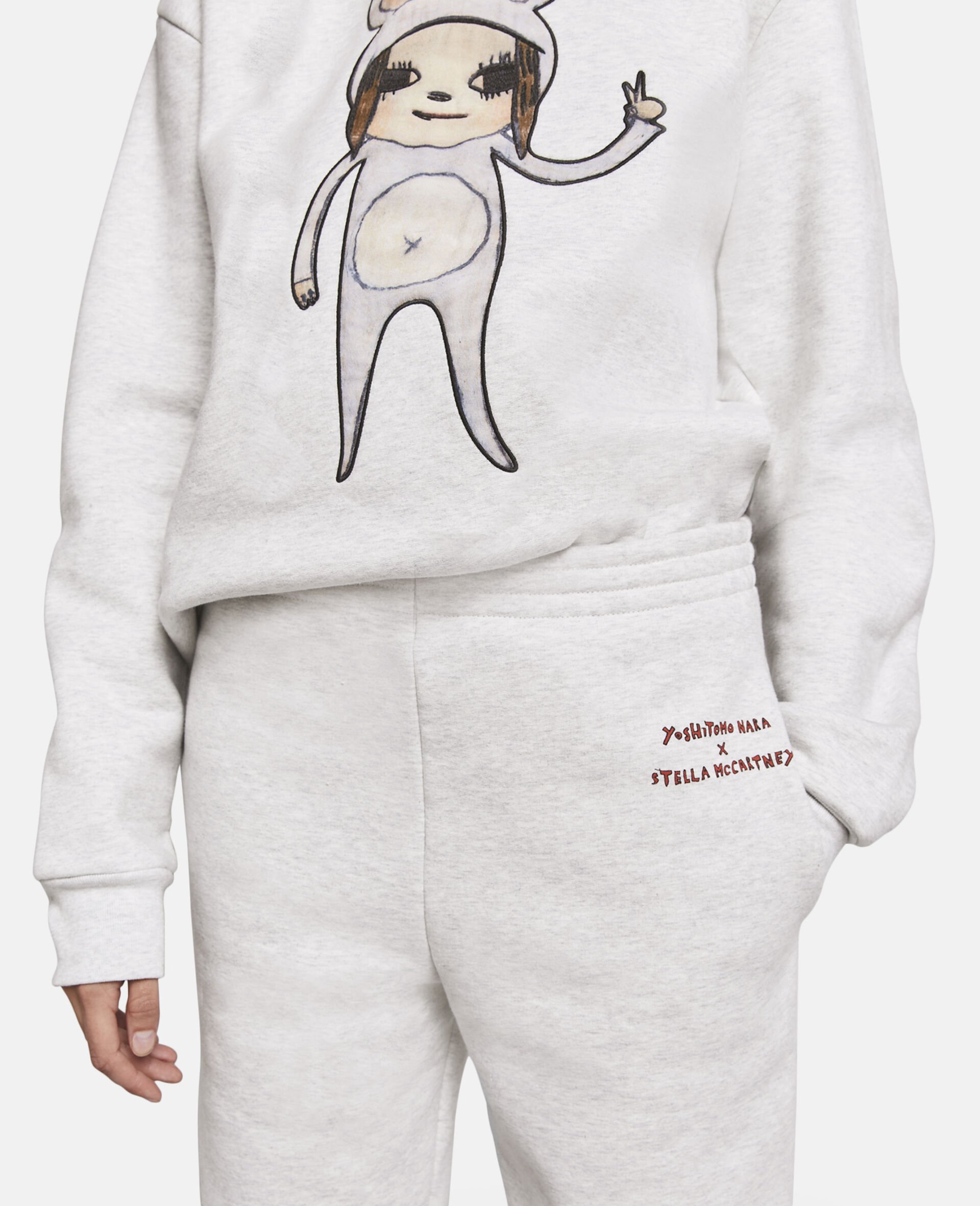 Bunny Embroidery Breton Tracksuit Bottoms-Grey-large image number 3