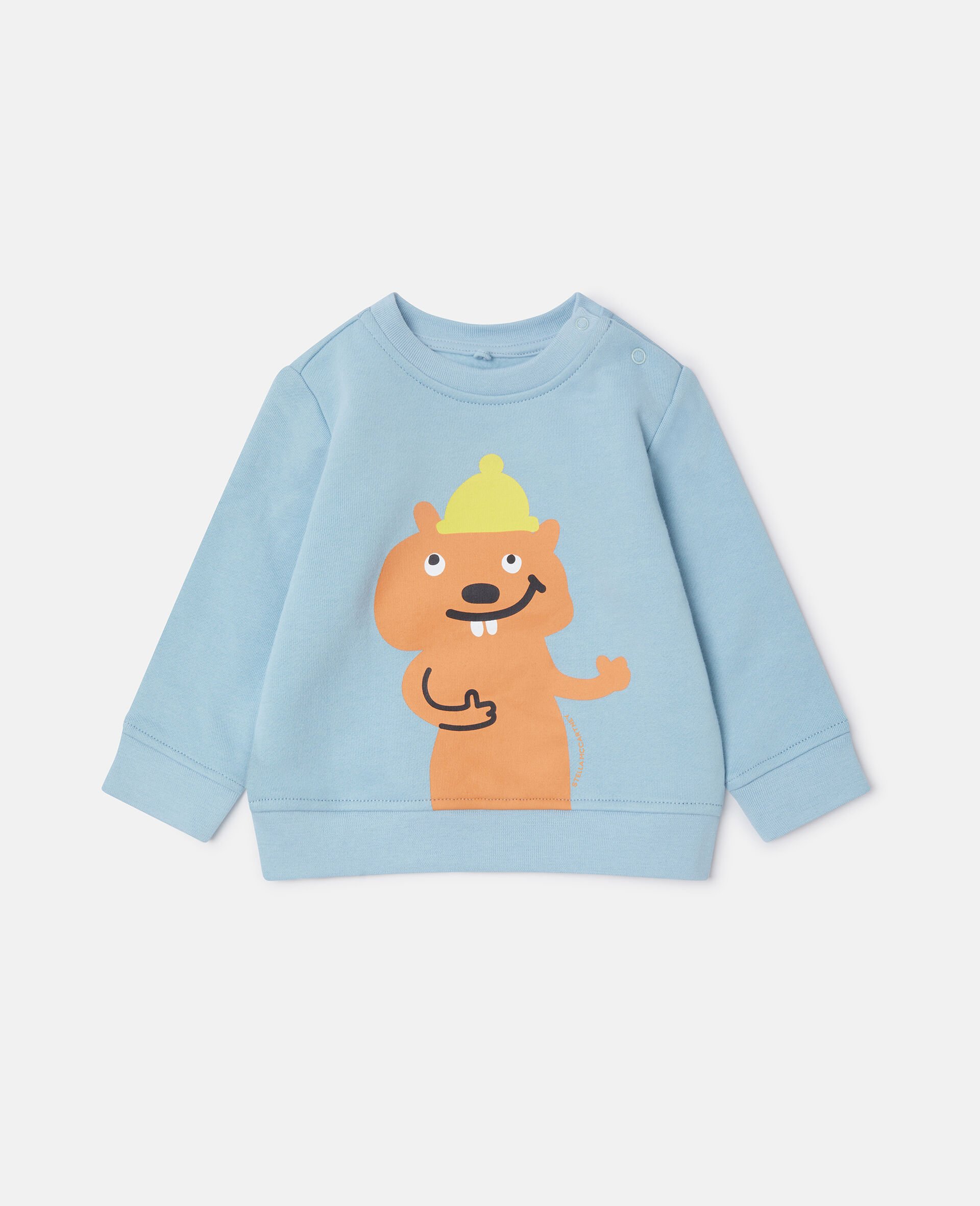 Squirrel Graphic Crewneck Sweatshirt-Blue-medium