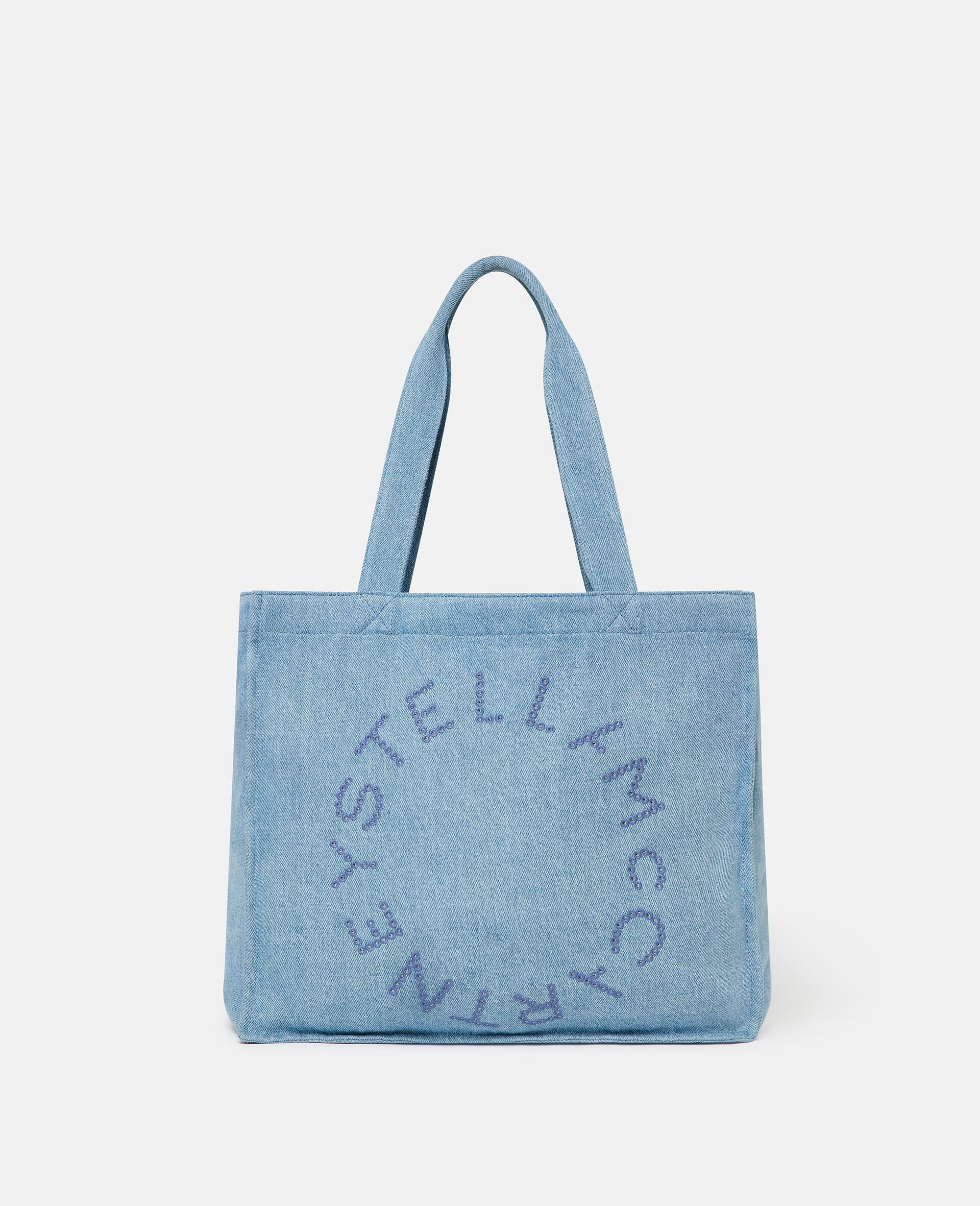 Tote Bag aus Denim mit Stickerei-Blau-medium