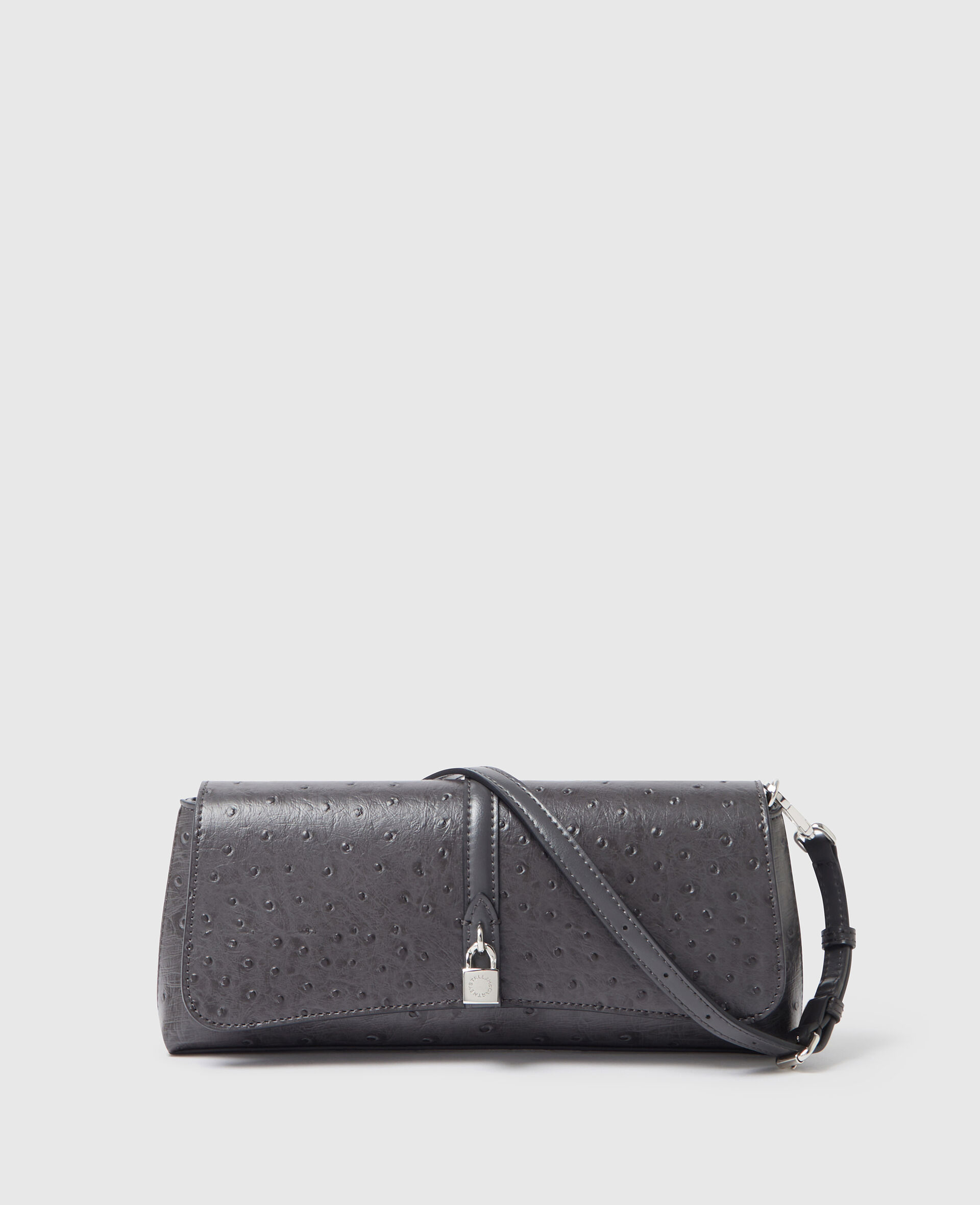 Ryder Ostrich Pochette Shoulder Bag-Grey-medium
