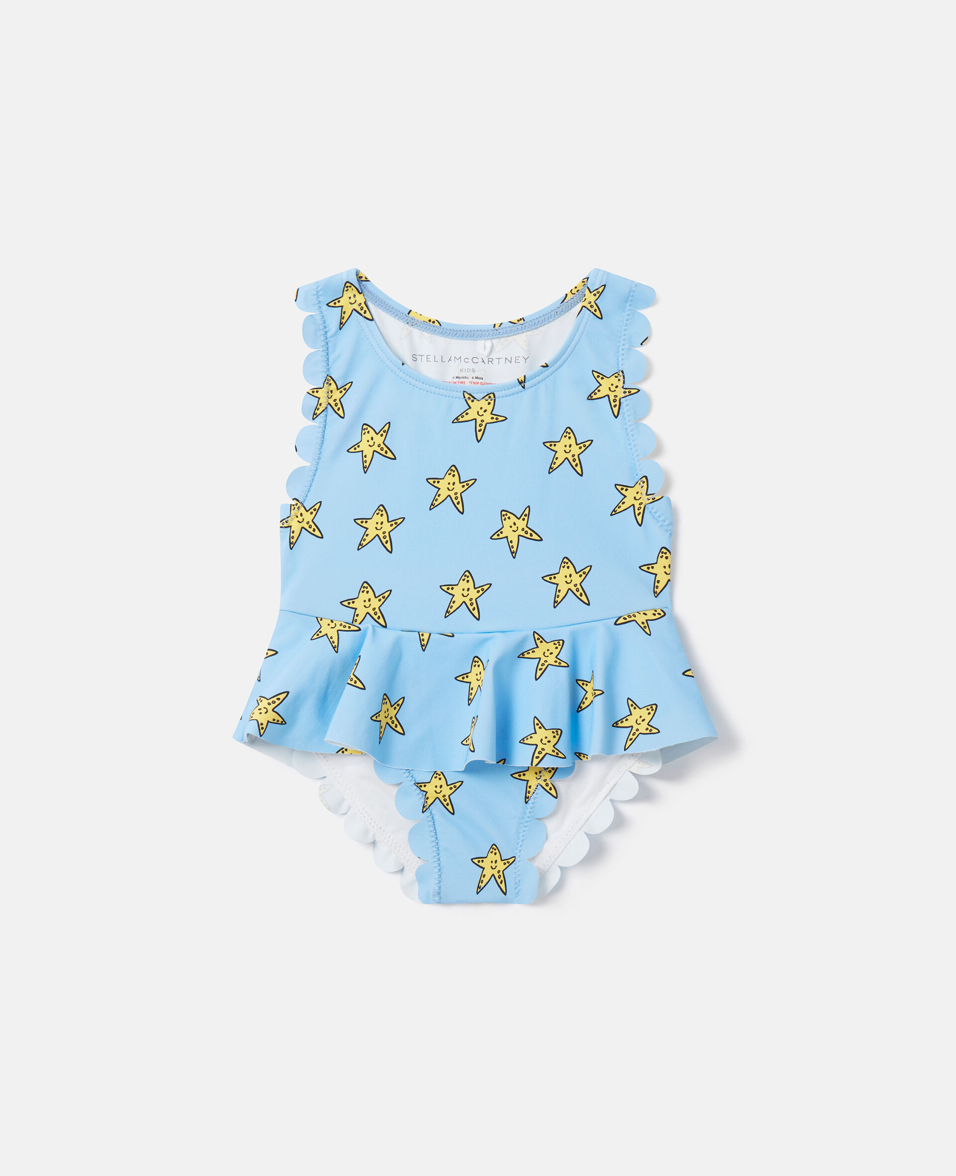 Smiling Stella Star Print Swimsuit-蓝色-medium