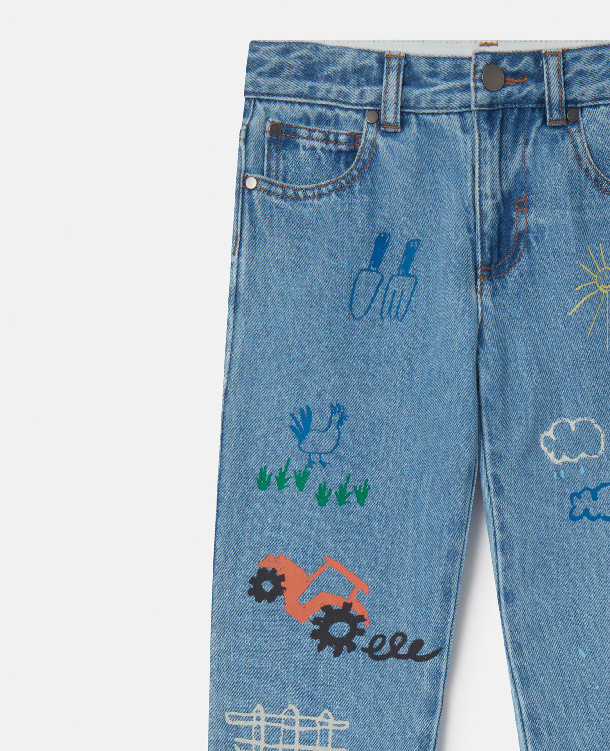 Stella McCartney - ヒマワリページ Women Blue and white Sheep Pattern Denim Jacket | Stella