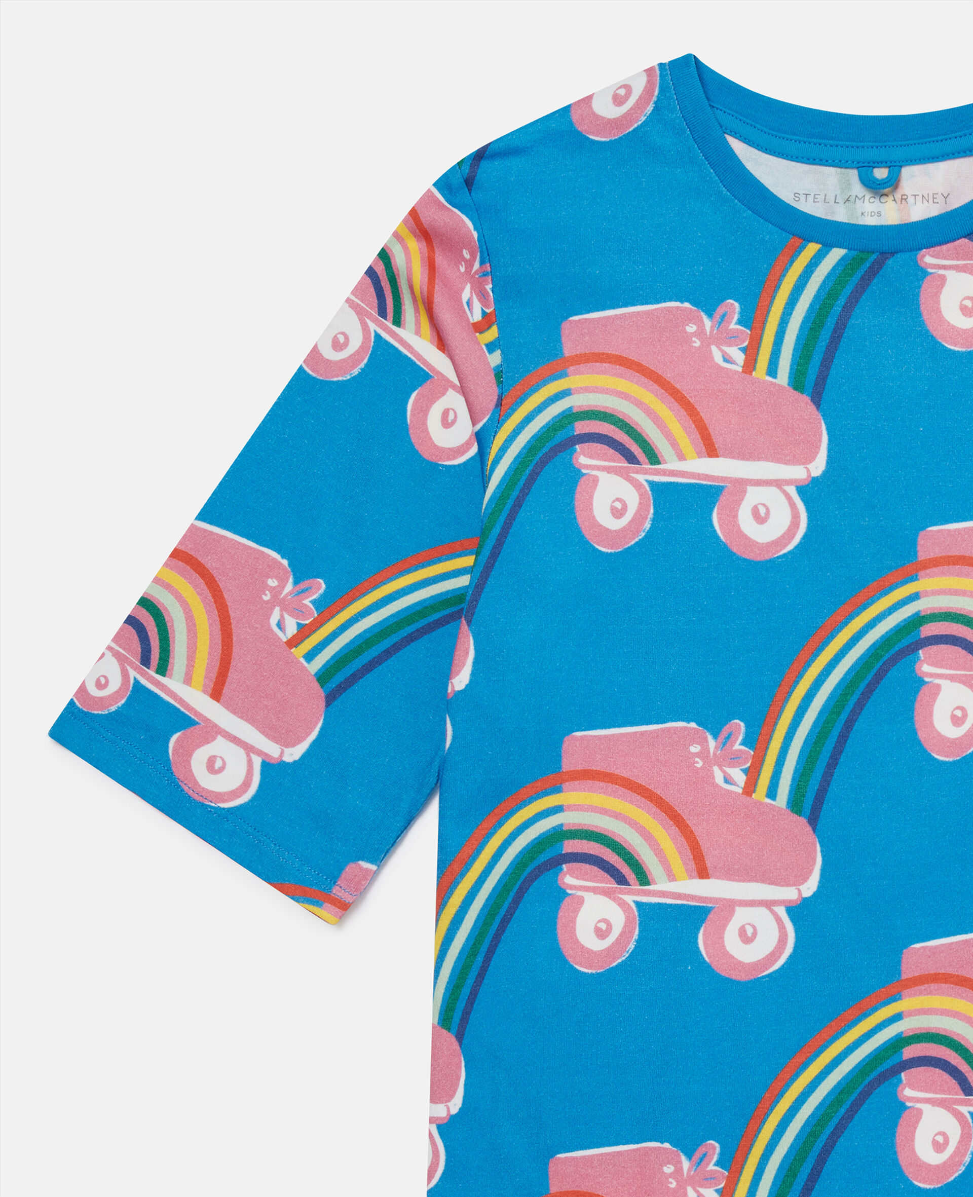 Rollerskate Rainbow Print T-Shirt-Blue-large image number 1