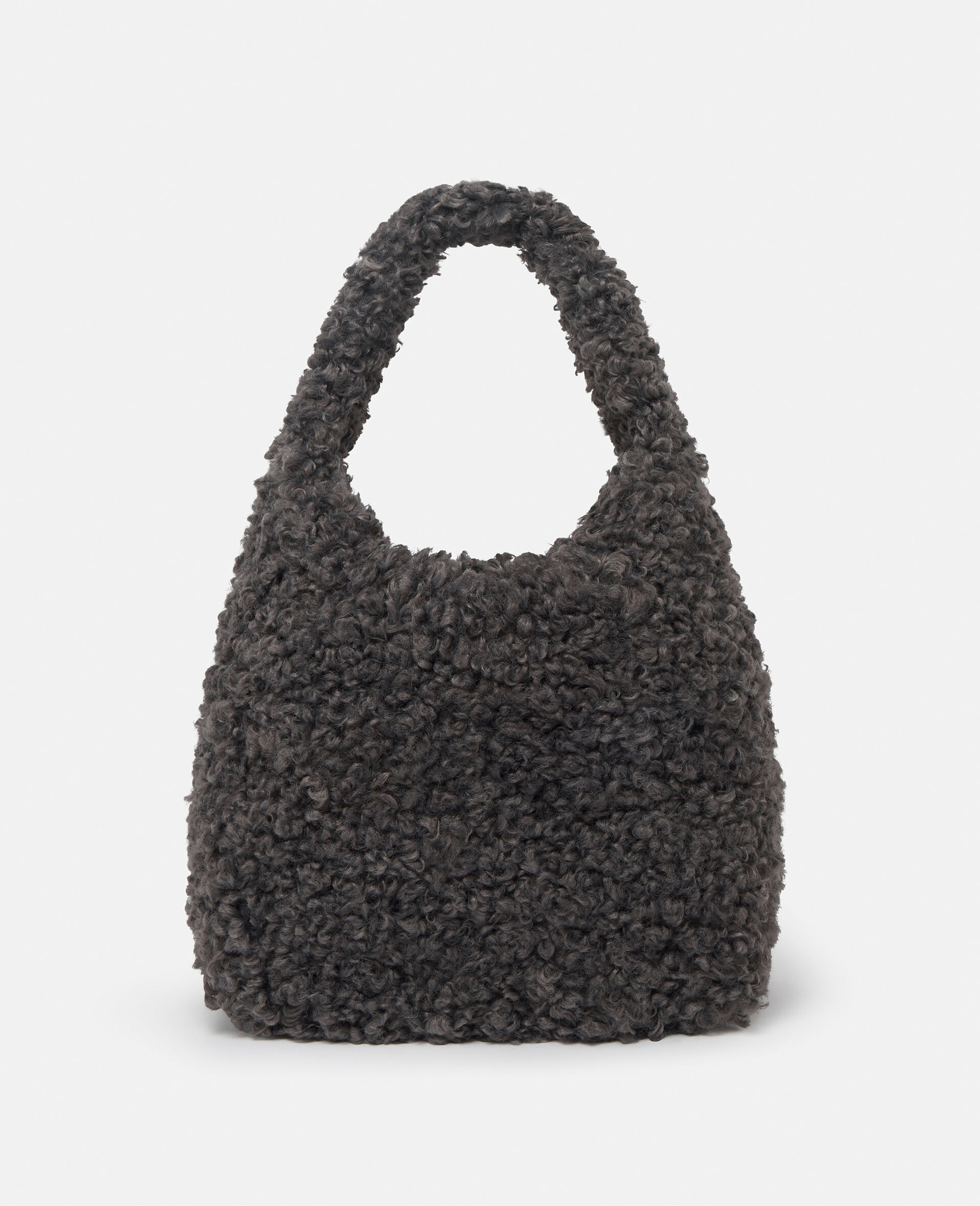 Große Tote Bag mit Logo aus Teddystoff-Grau-large image number 4